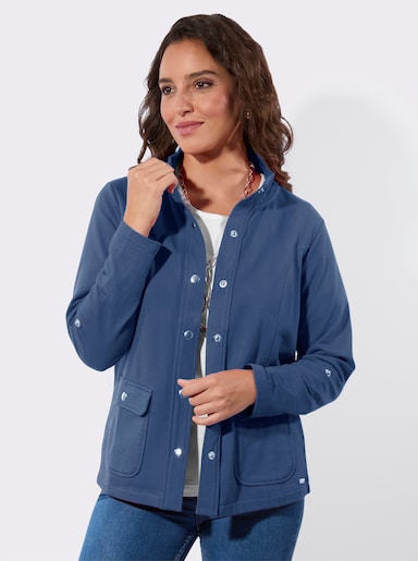 Shirtjacke mit Druckknopf-Verschluss - jeansblau