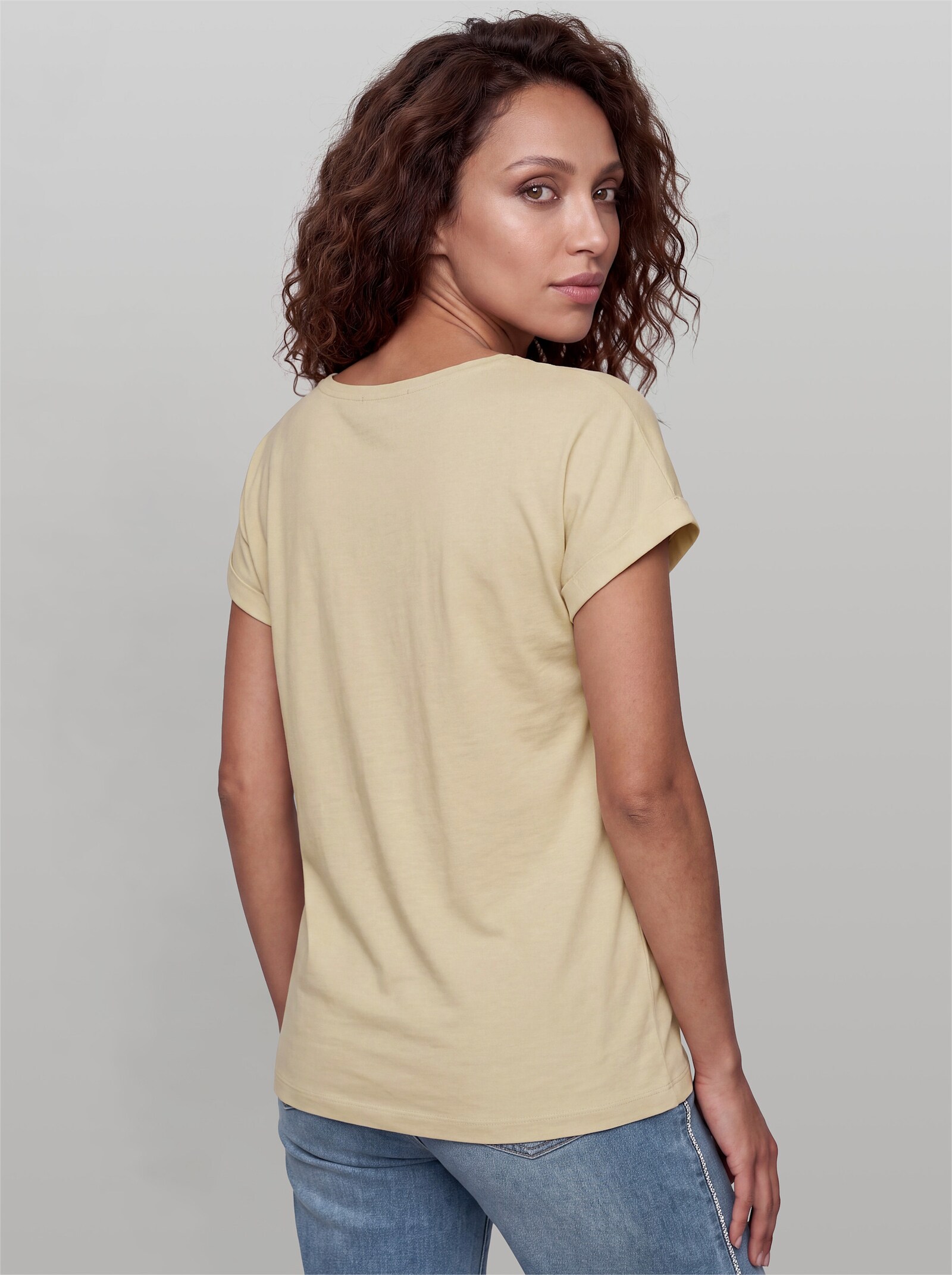 heine T-Shirt mit fixiertem Umschlag - sand