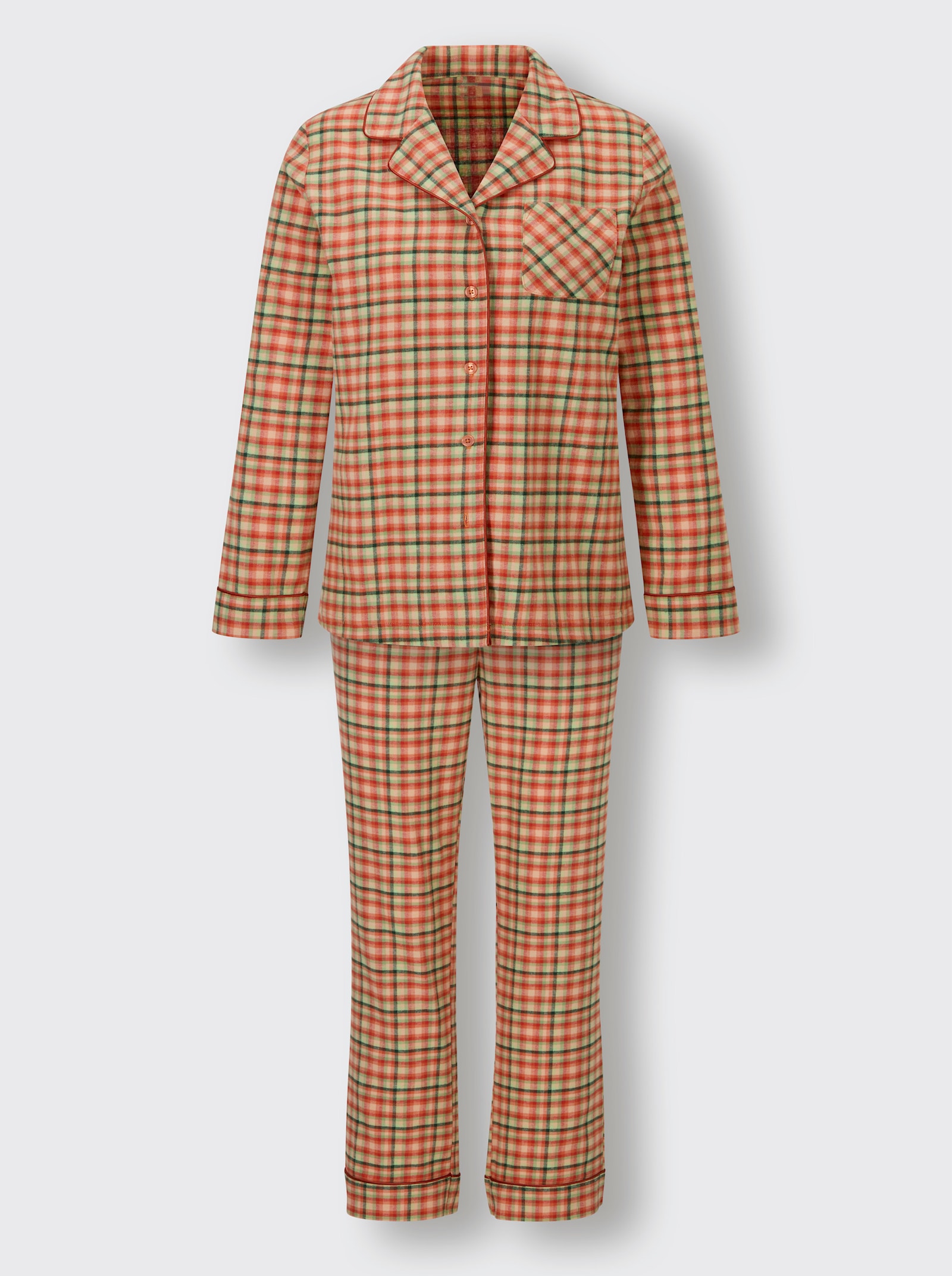 wäschepur Pyjama - papaya-eucalyptus-kariert