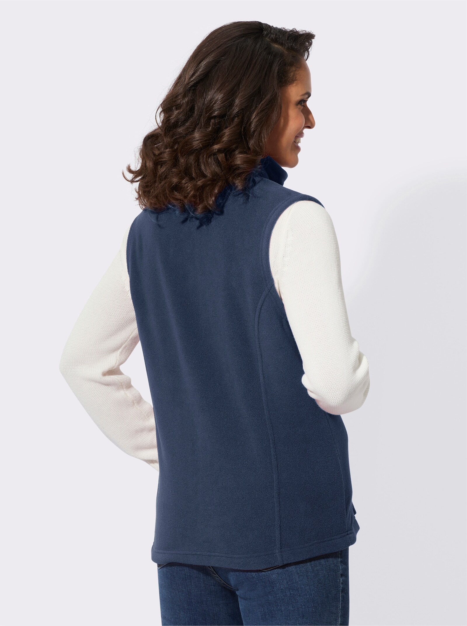Fleecegilet met korte ritssluiting - donkerblauw