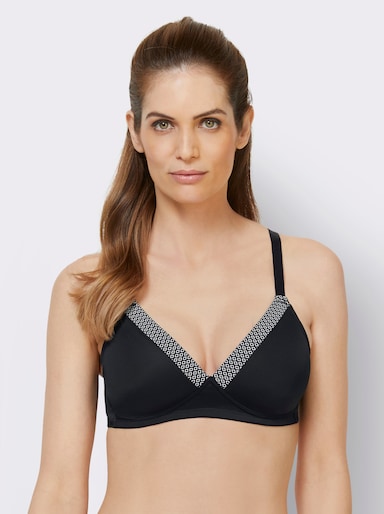 wäschepur T-Shirt-BH ohne Bügel aus dehnbarem Material - schwarz-bedruckt