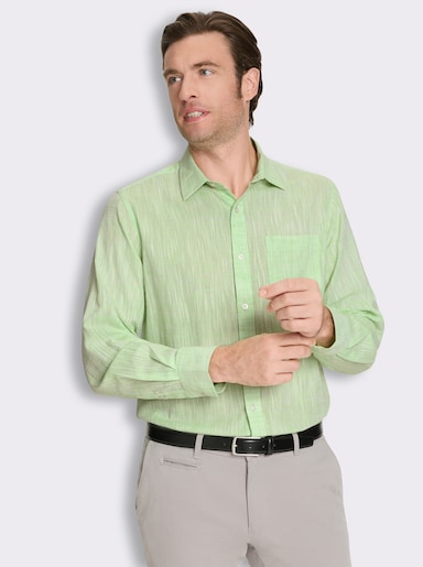 Marco Donati Langarmhemd in Two-tone-Flammgarn - reseda