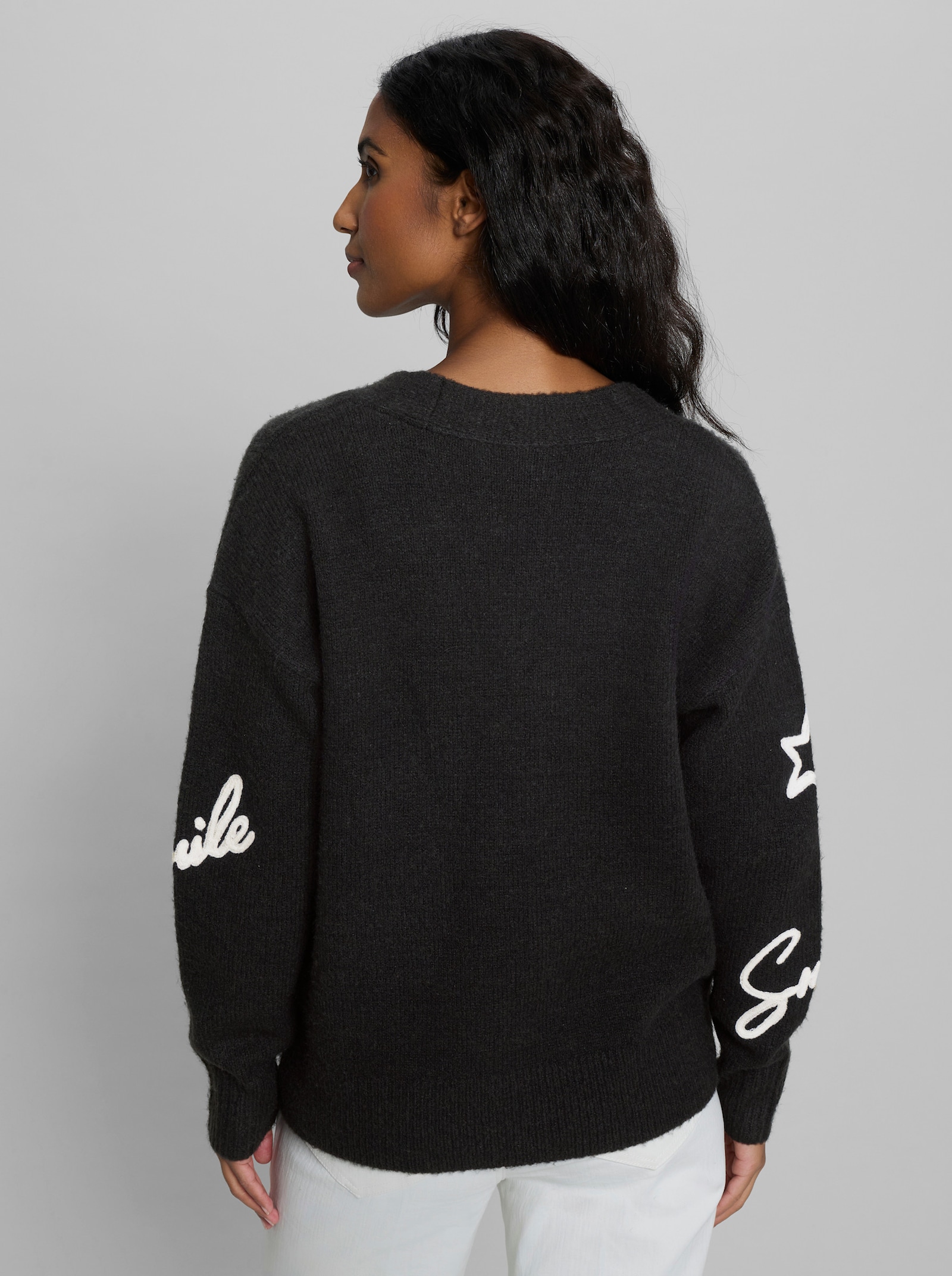 heine Vest met borduursel - zwart