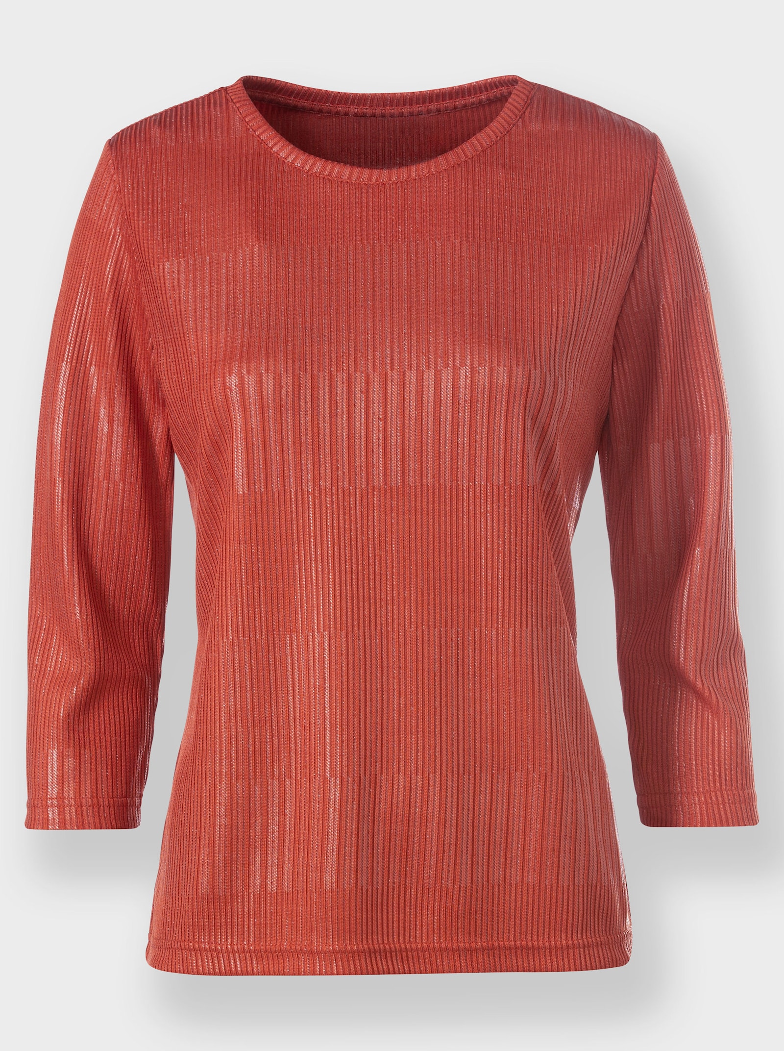 heine Shirt met 3/4-mouwen in ribstructuur - terra