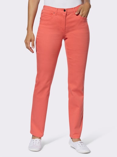 5-Pocket-Jeans mit Ziernieten an den Taschen - koralle