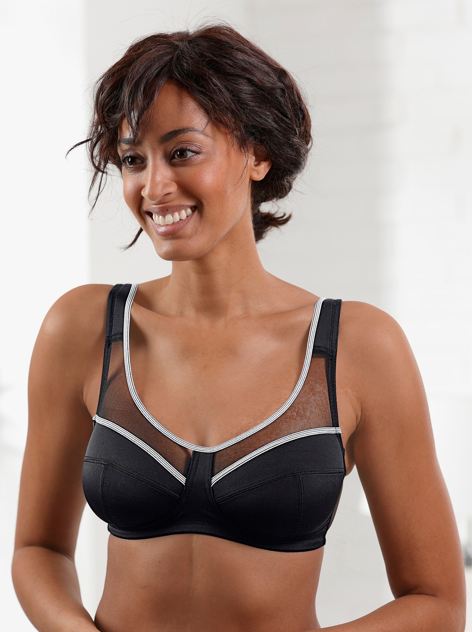 wäschepur Entlastungs-BH ohne Bügel - schwarz-weiß