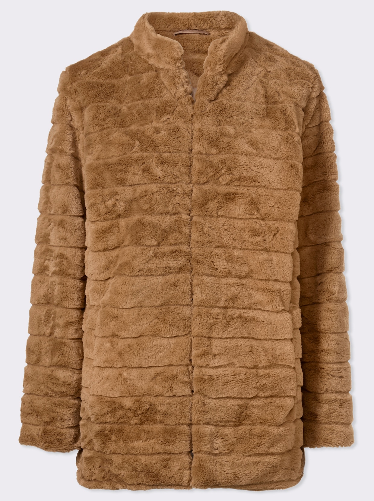 Fellimitatjacke mit Hakenverschluss - camel