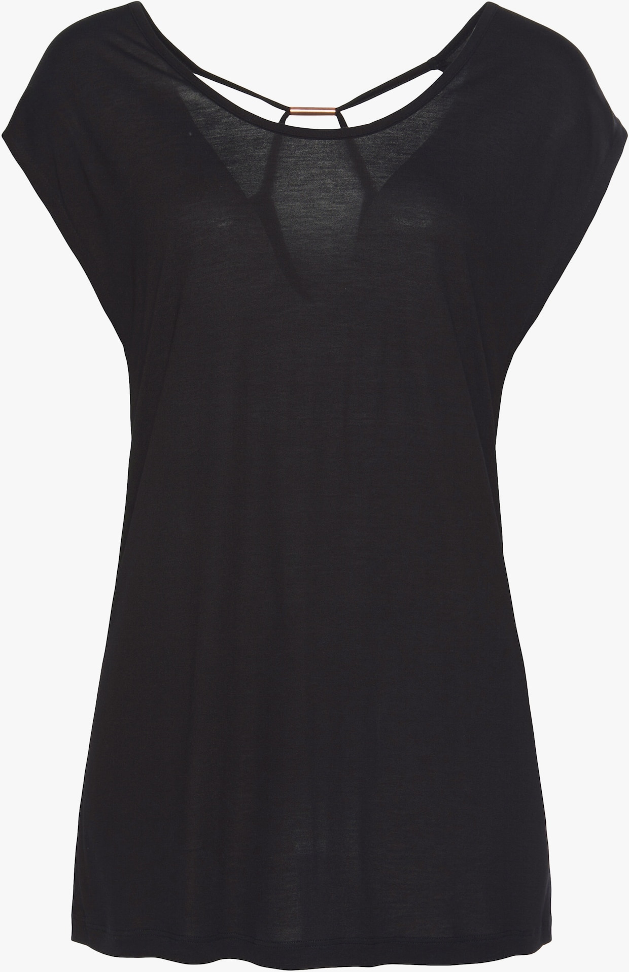 LASCANA T-shirt à col rond - noir