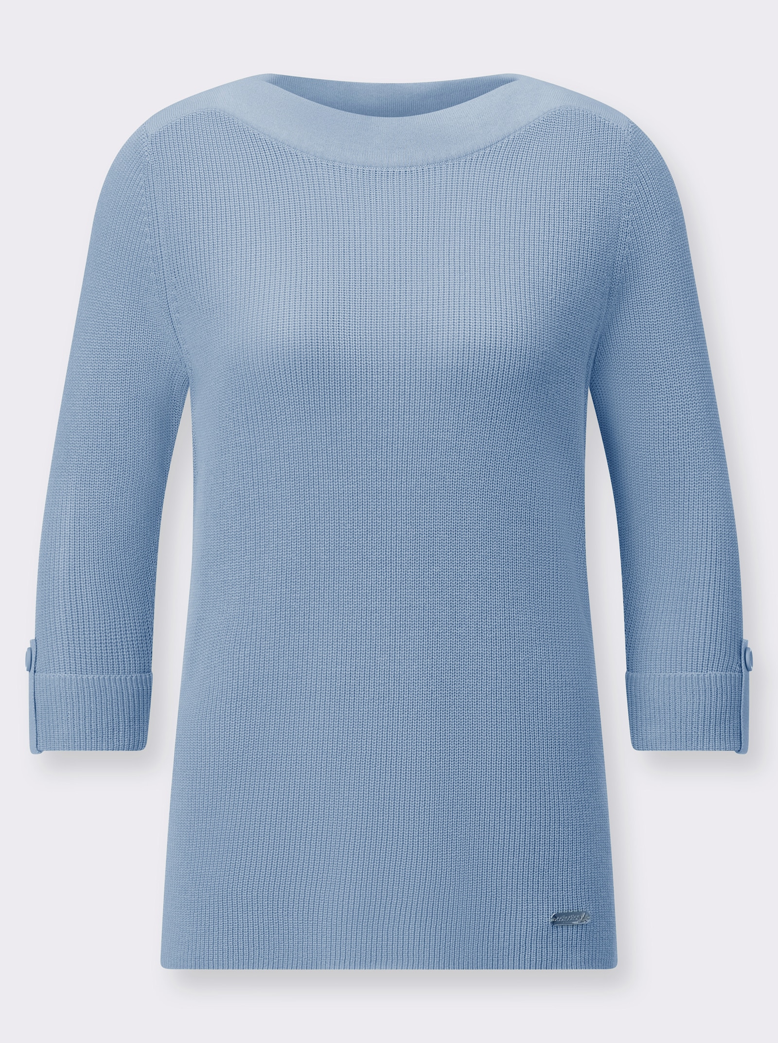 3/4 Arm-Pullover mit U-Boot-Ausschnitt - eisblau