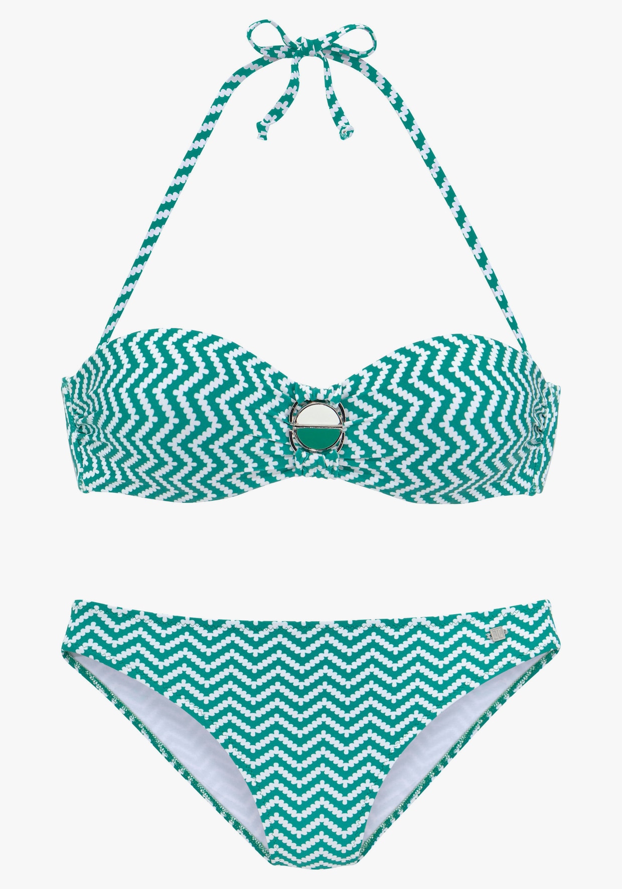 JETTE Maillot de bain bandeau à armatures - vert-blanc