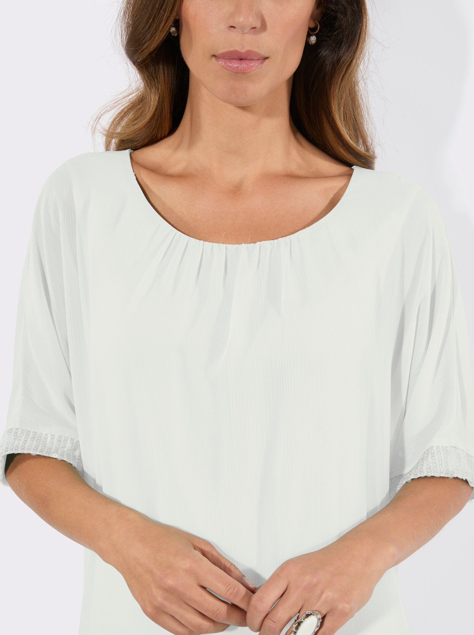 Longbluse in Chiffon-Qualität - ecru