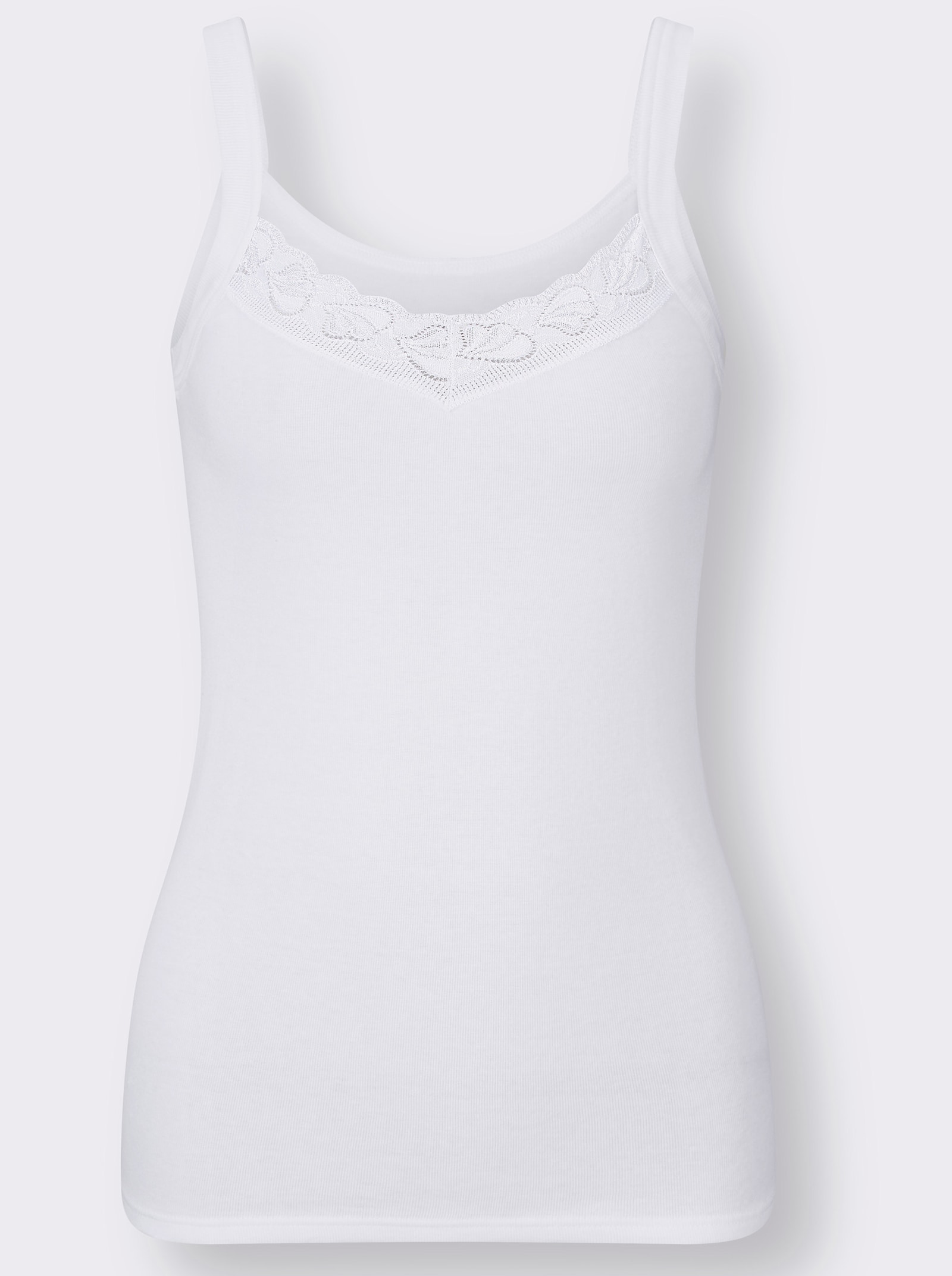 wäschepur Achselhemd mit elastischer Spitze - weiss