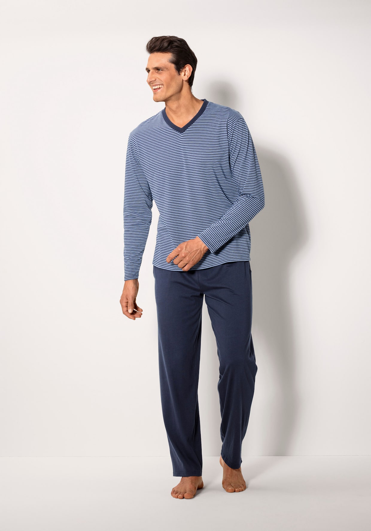 Pyjama - blau-marine, grau-anthrazit