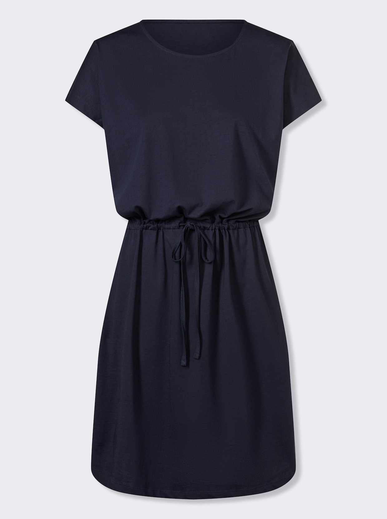 Jerseykleid mit Tunnelzug auf Taillenhöhe - marine