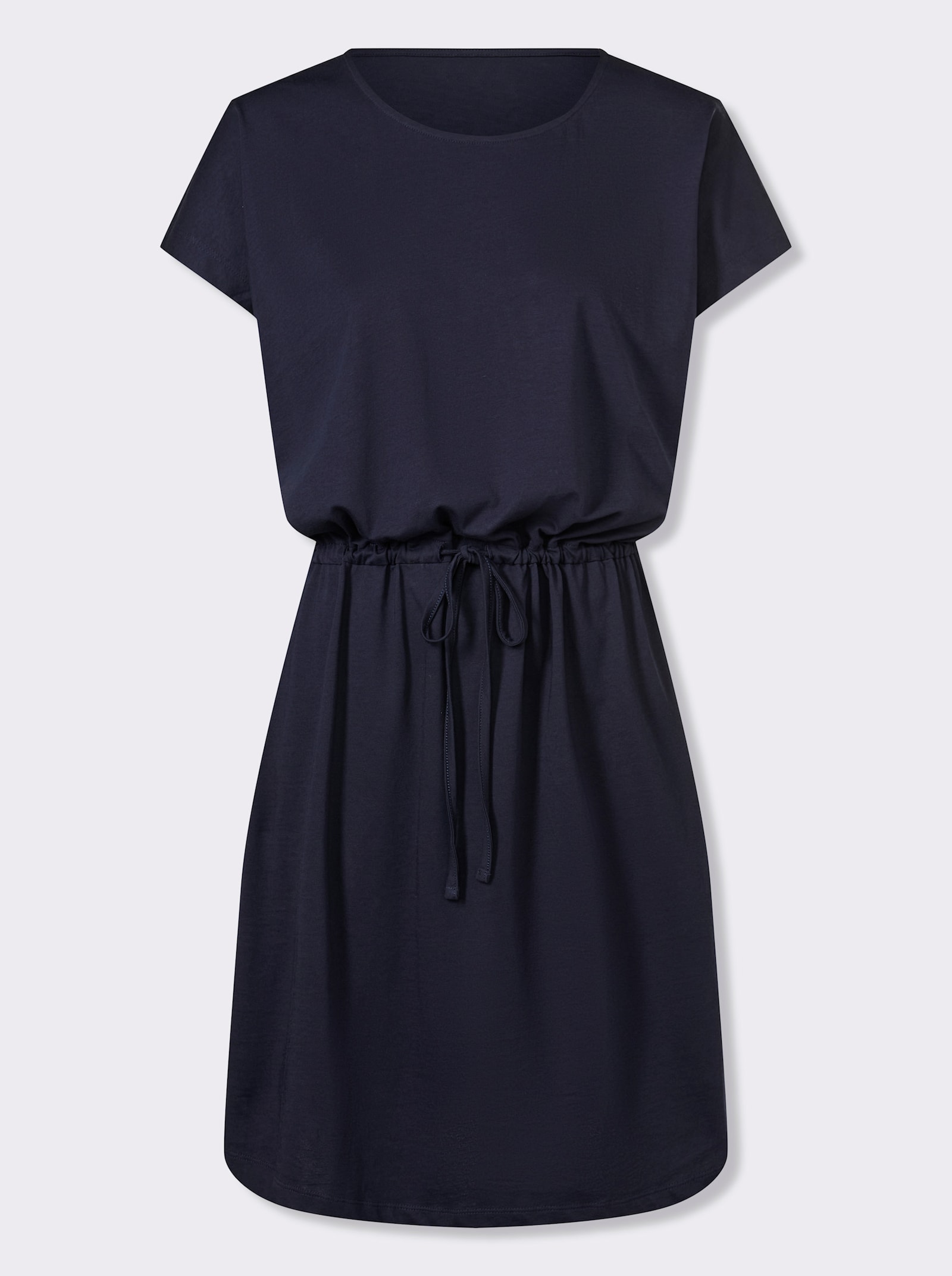 Jerseykleid mit Tunnelzug auf Taillenhöhe - marine