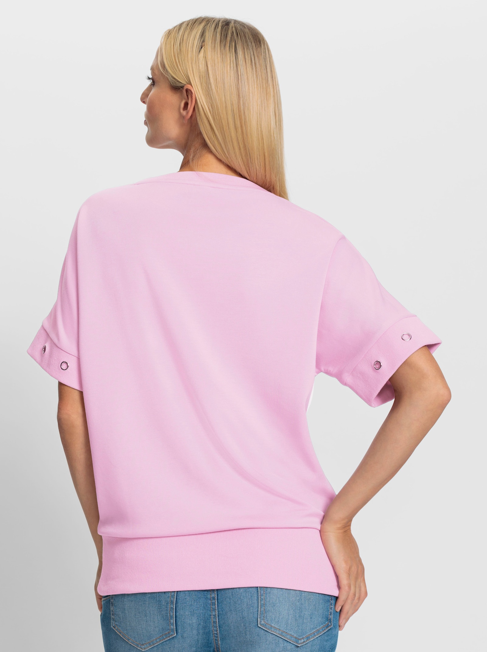 heine Oversize-Shirt mit Zier-Ösen-Applikation - rosé