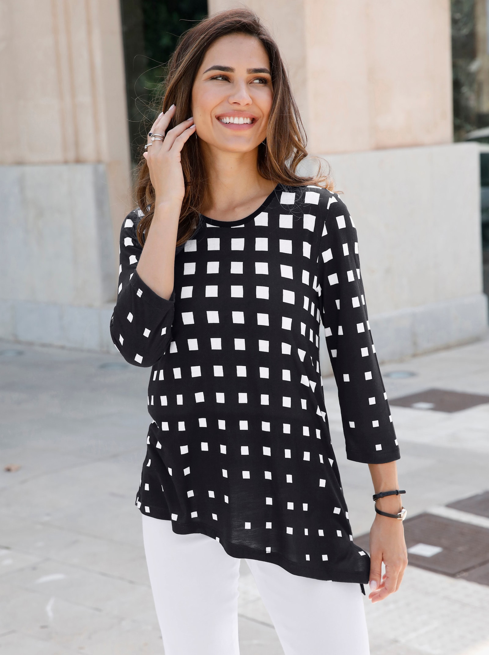 Bengalinebroek met sierritssluitingen - wit