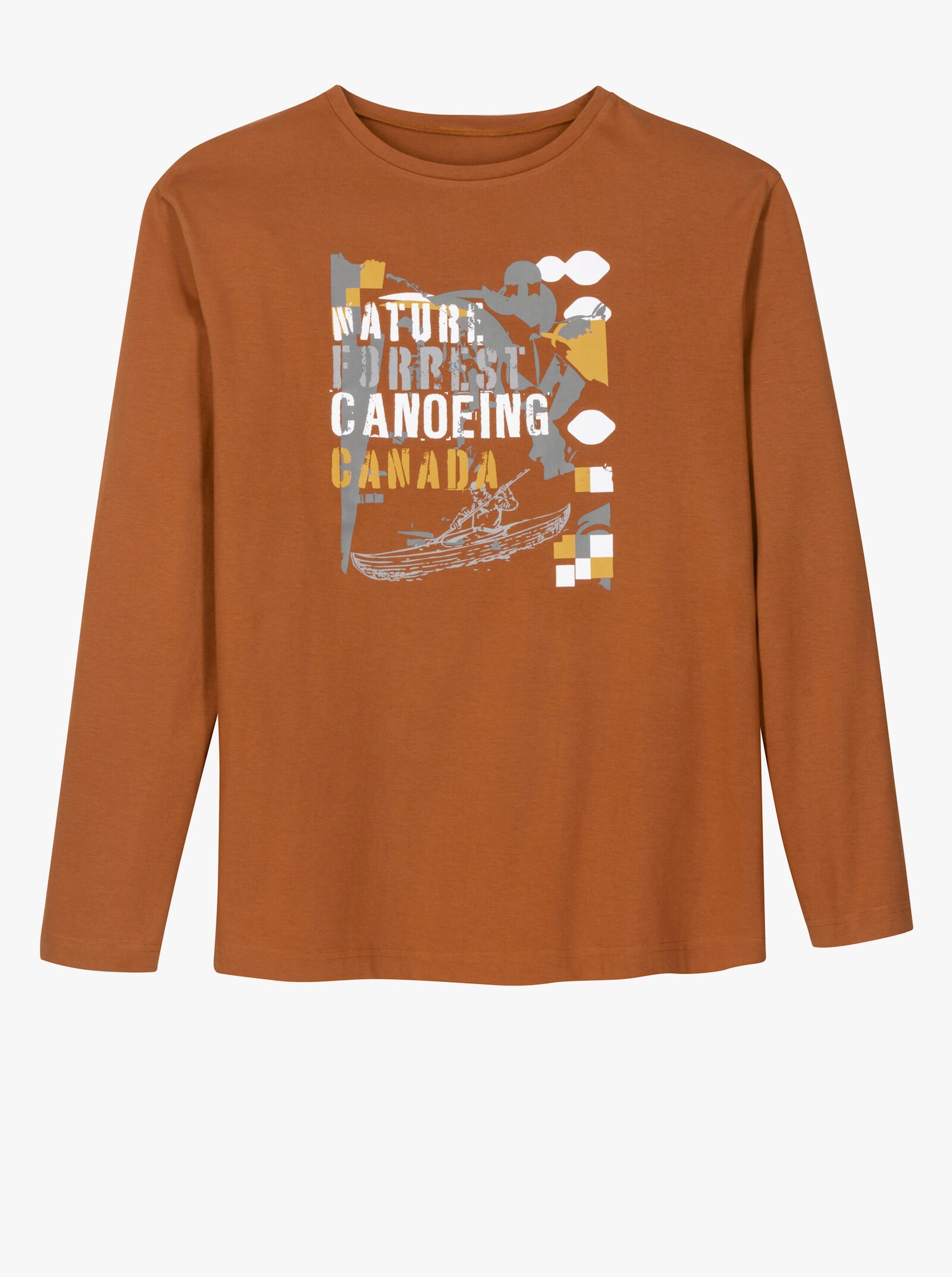 Langarmshirt mit Druckmotiv - cognac