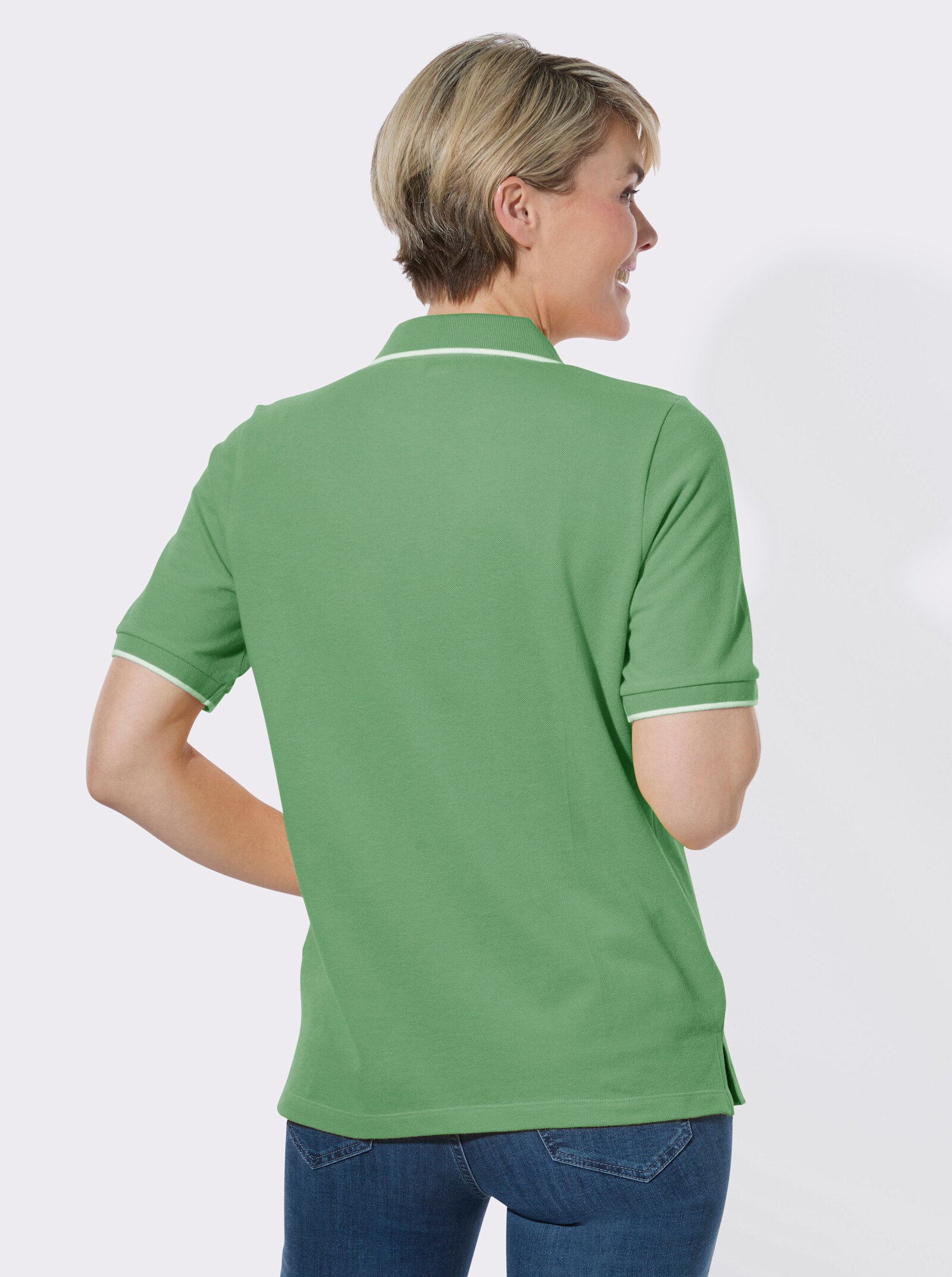 Poloshirt mit Kontrastdetails - apfel