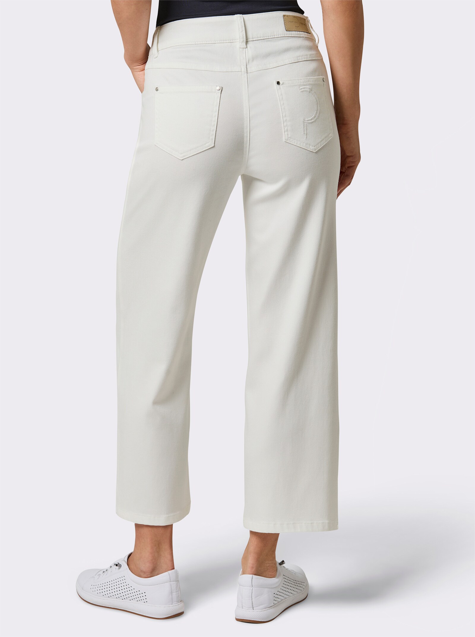 CREATION L PREMIUM Stretch-Jeans mit Stickerei - ecru