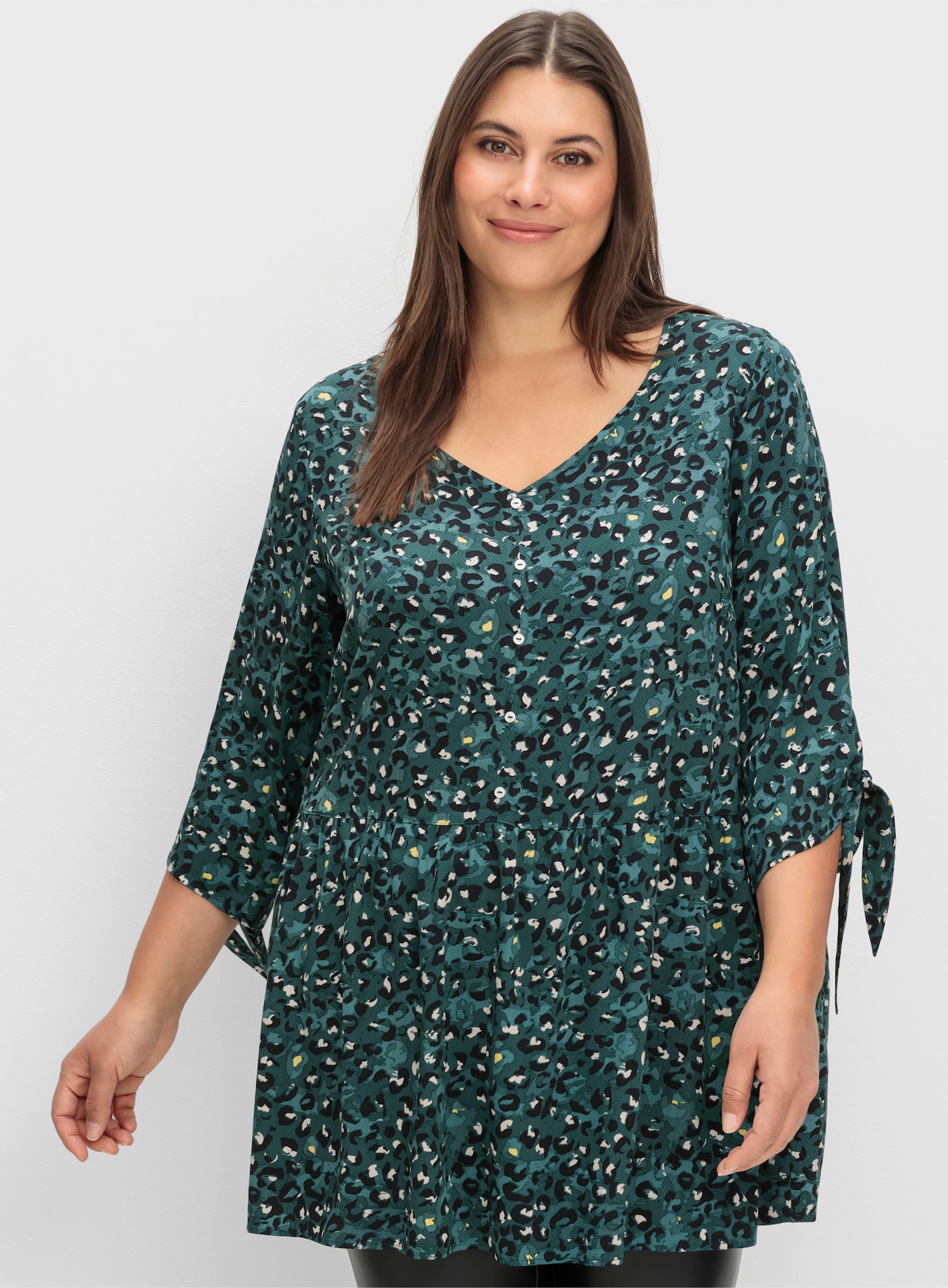 sheego Tunika mit Alloverprint - tiefgrün-gemustert