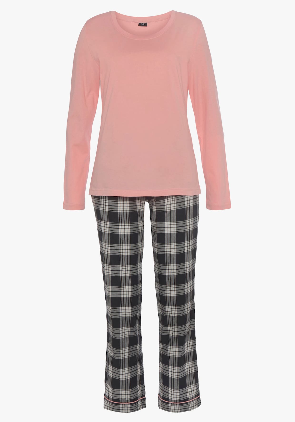 H.I.S Pyjama - dunkelrosa/schwarz-grau-kariert