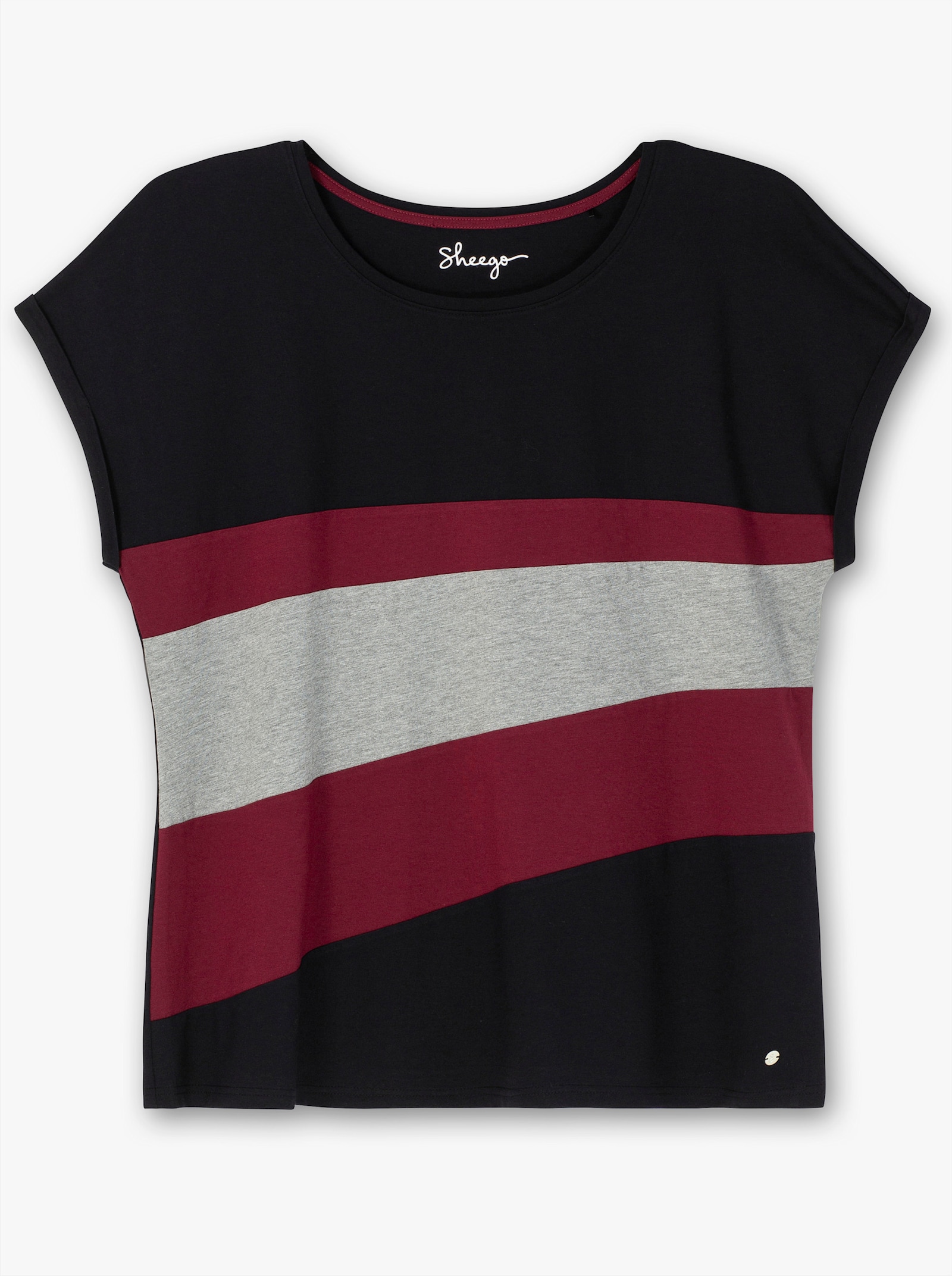 sheego Oversize-Shirt mit markanten Streifen - schwarz