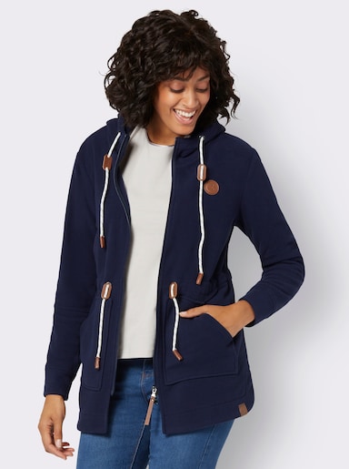 Fleecejacke mit Tunnelzug in der Taille - marine