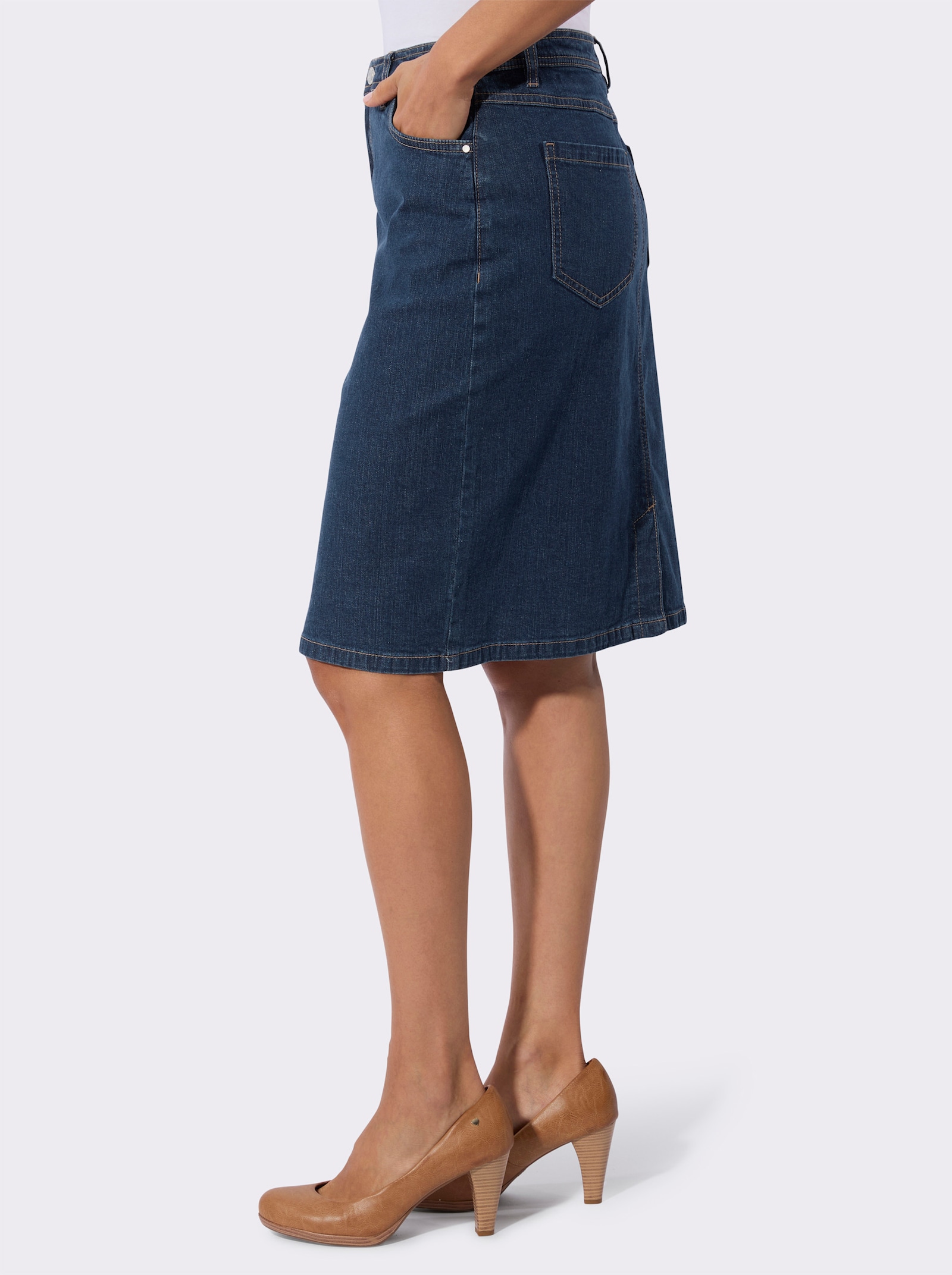 Jeansrock in 5-Pocket-Form - blue-stone-washed