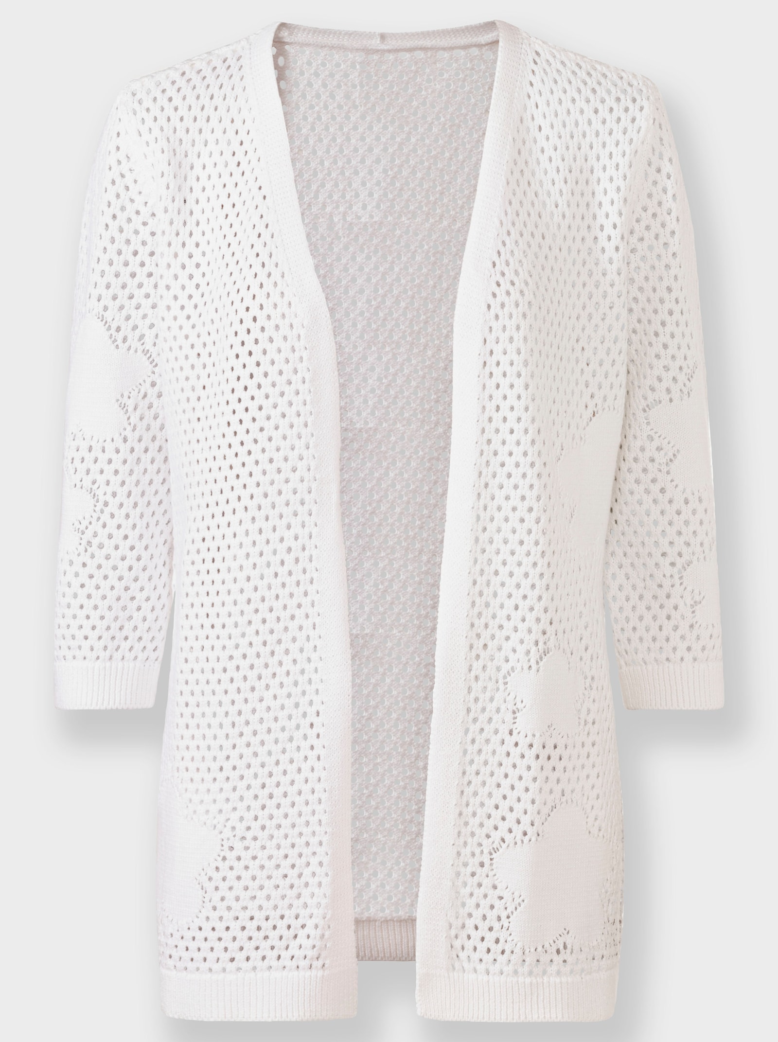 Ajourstrickjacke in Netz-Optik - ecru