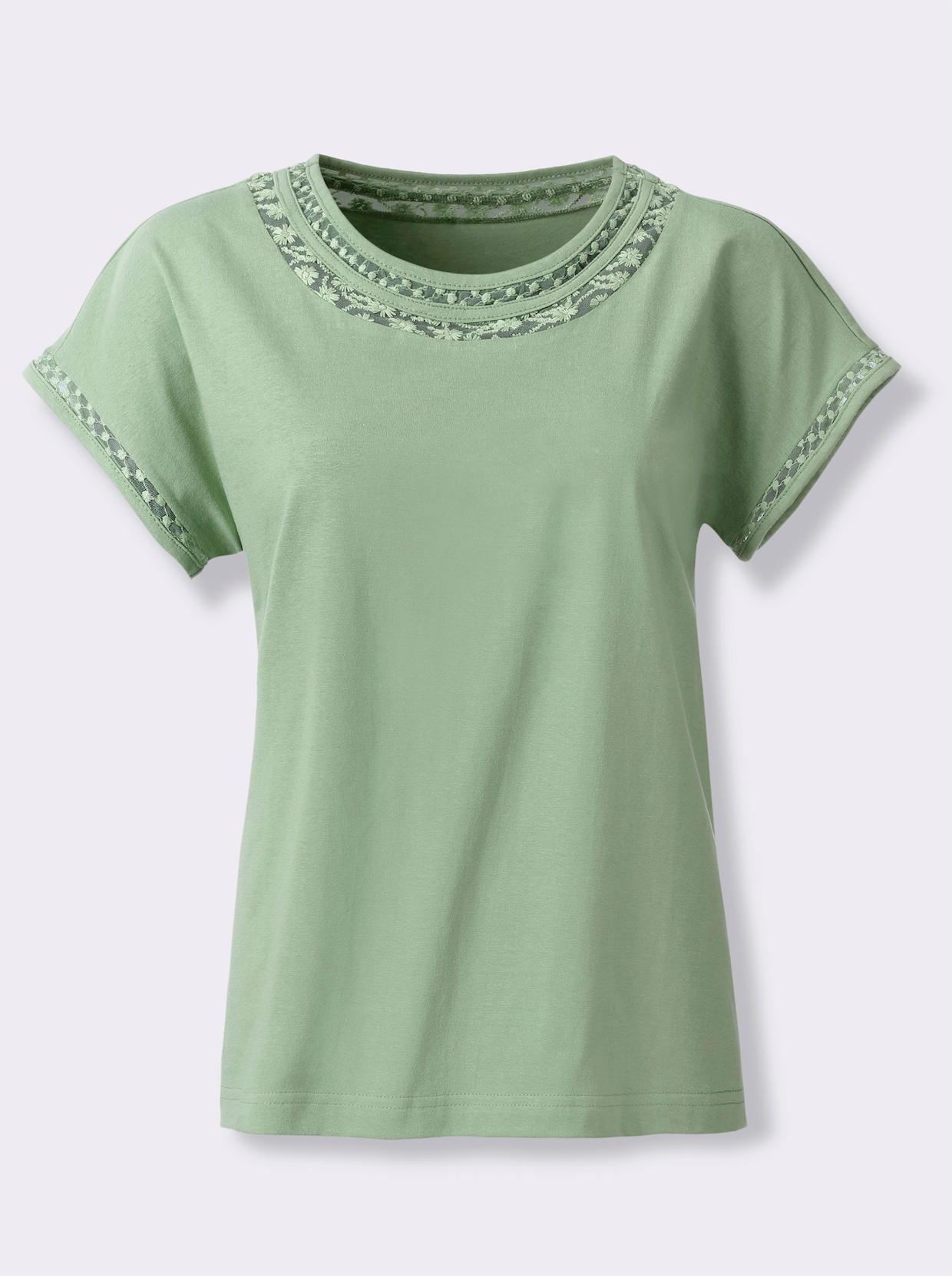 Shirt met ronde hals - eucalyptus