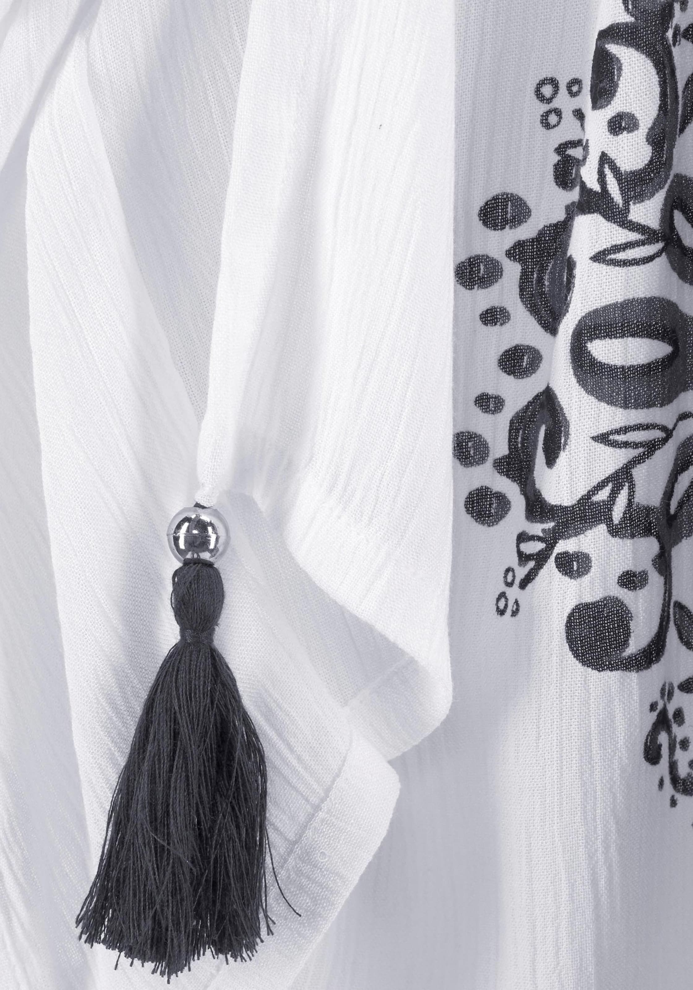 Damenmode Blusen Buffalo Tunika in weiß-schwarz-bedruckt 