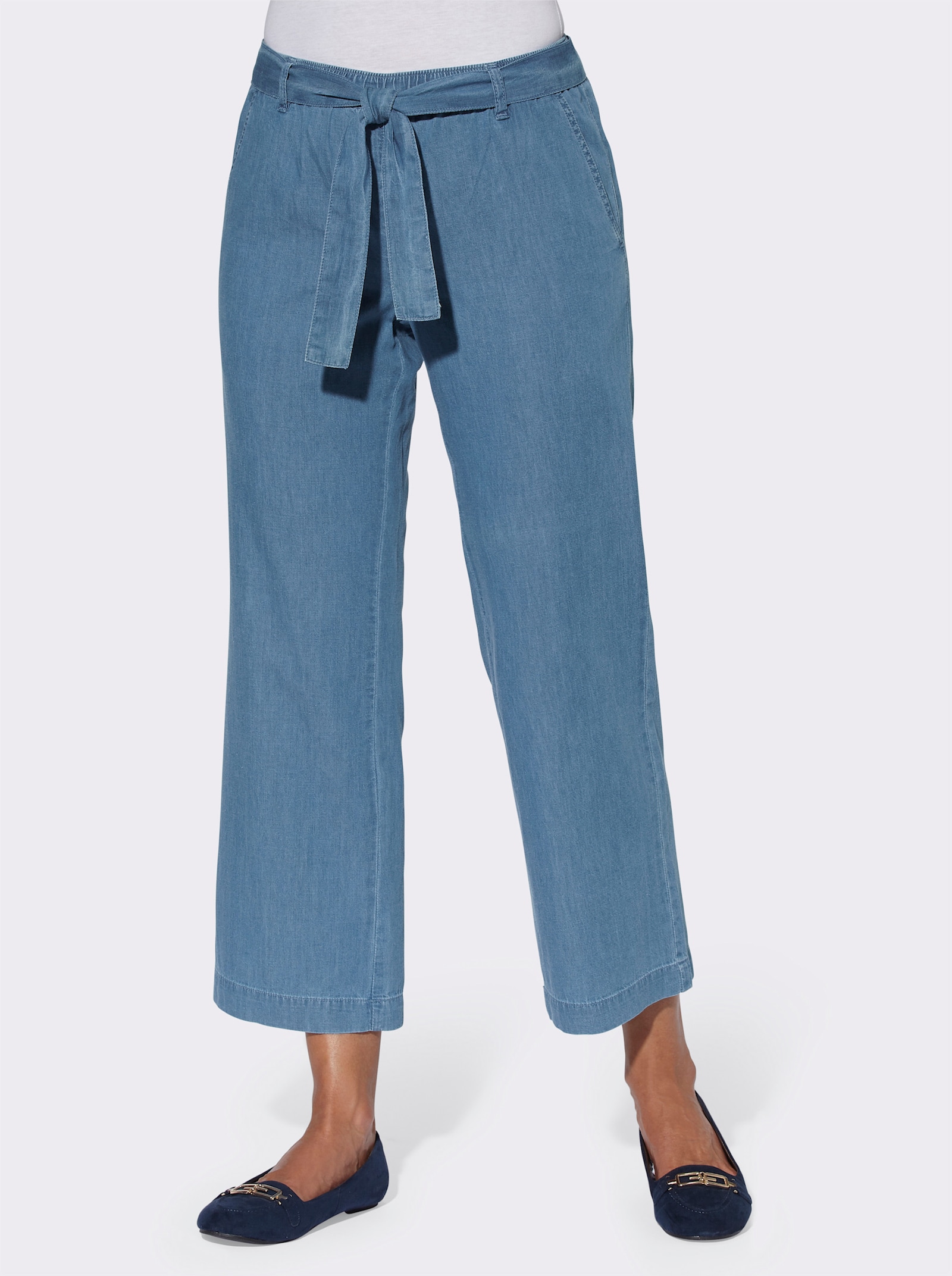 Culotte mit passendem Bindegürtel - blue-bleached