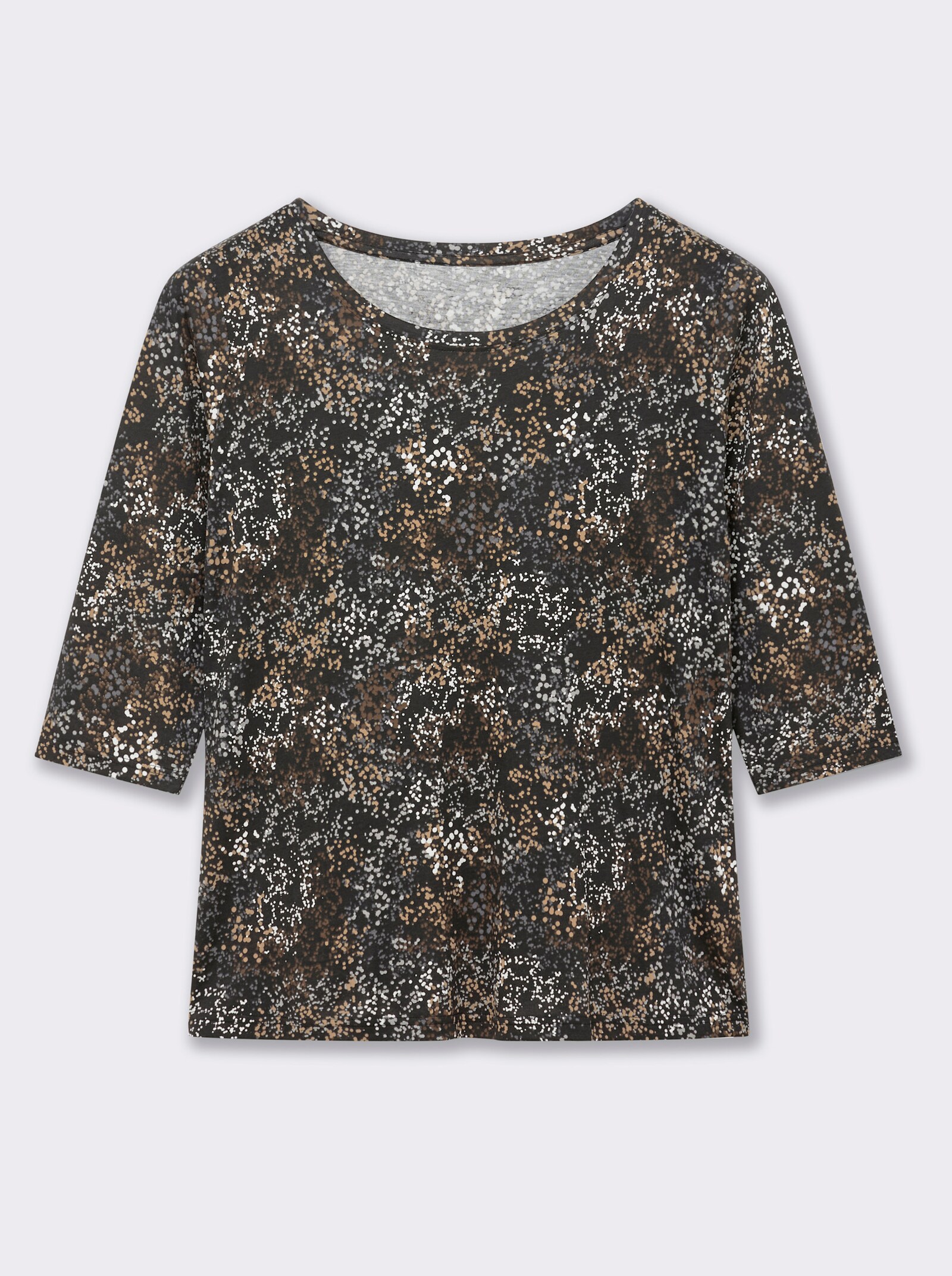 Print-Shirt mit Pünktchenmuster - schwarz-camel-bedruckt