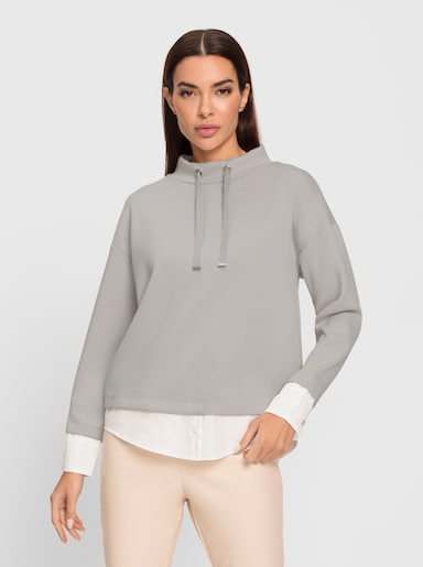 heine T-shirt à col montant aspect 2 en 1 - gris clair