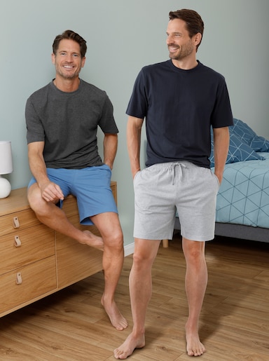 wäschepur men Pyjama-Shirt - marine + antraciet gemêleerd