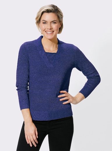 Pullover - royalblau-schwarz-meliert