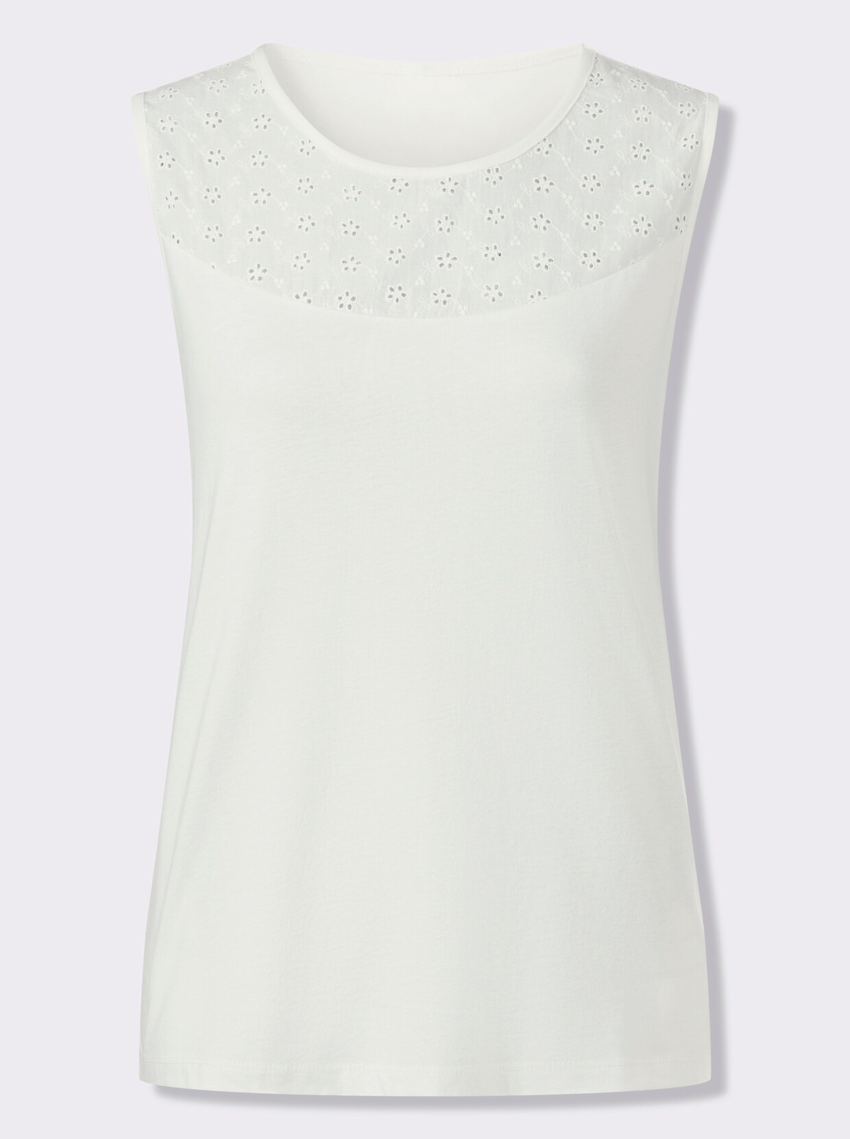 Shirttop mit Lochstickerei - ecru