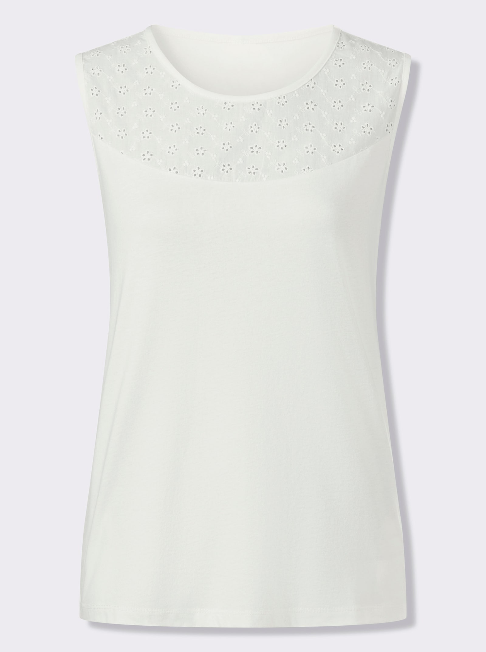 Shirttop mit Lochstickerei - ecru