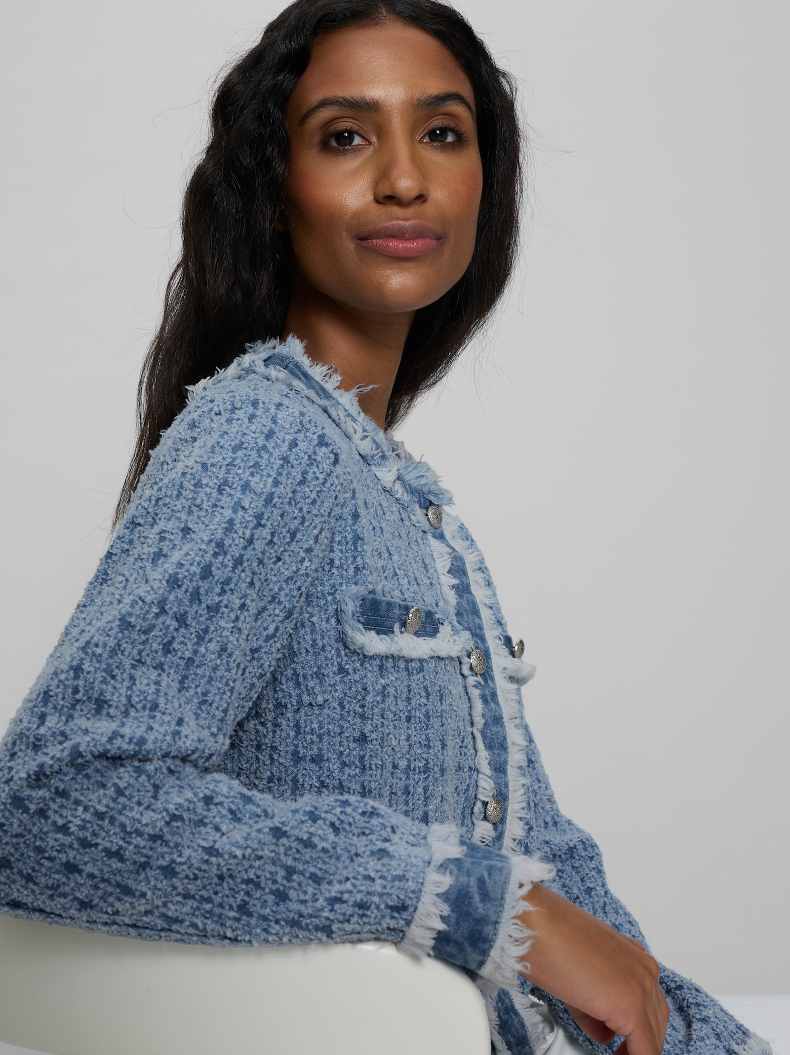 heine Blazer mit Fransen-Details - rauchblau