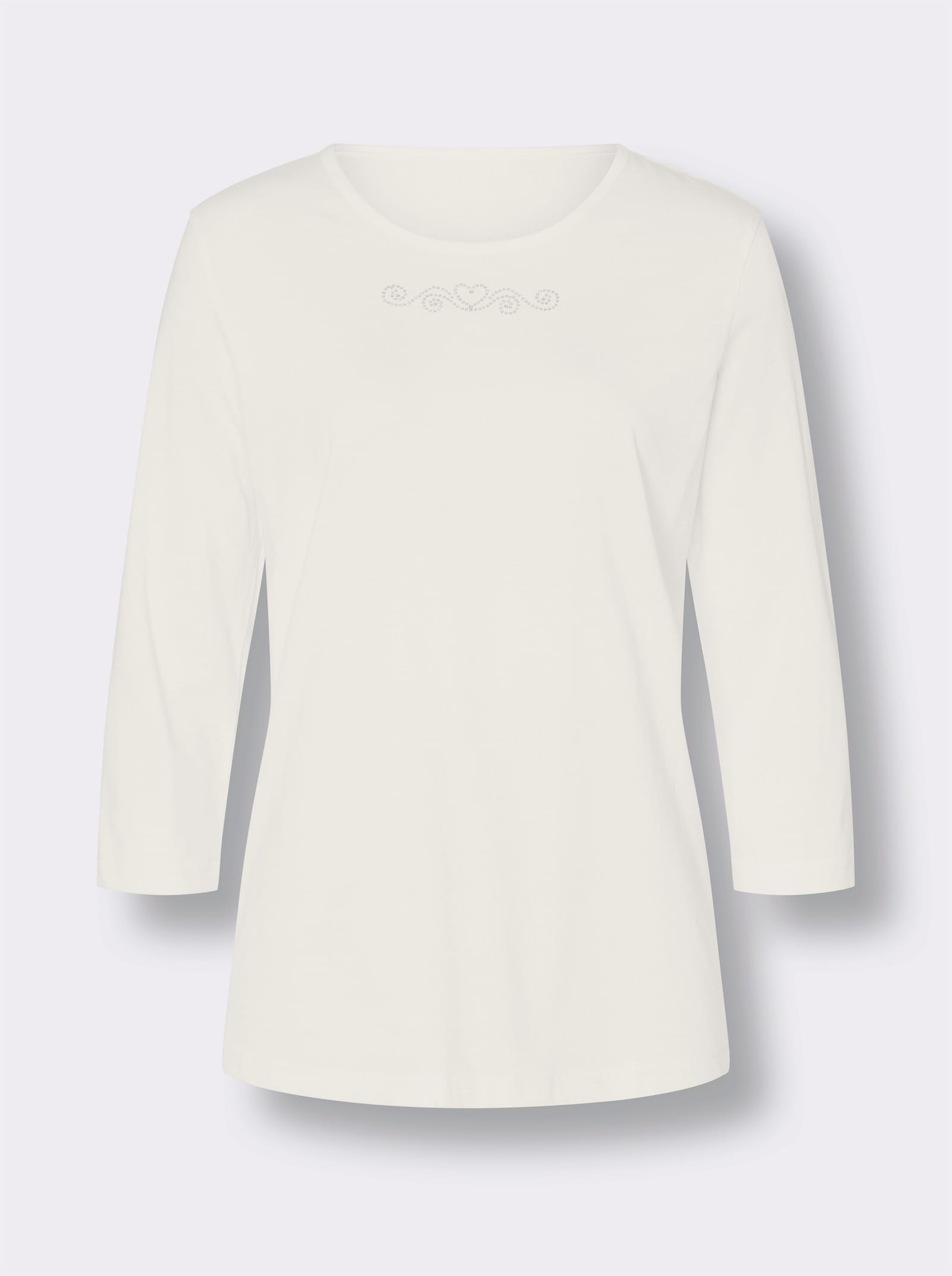 3/4-Arm-Shirt mit Ziersteinchen - ecru