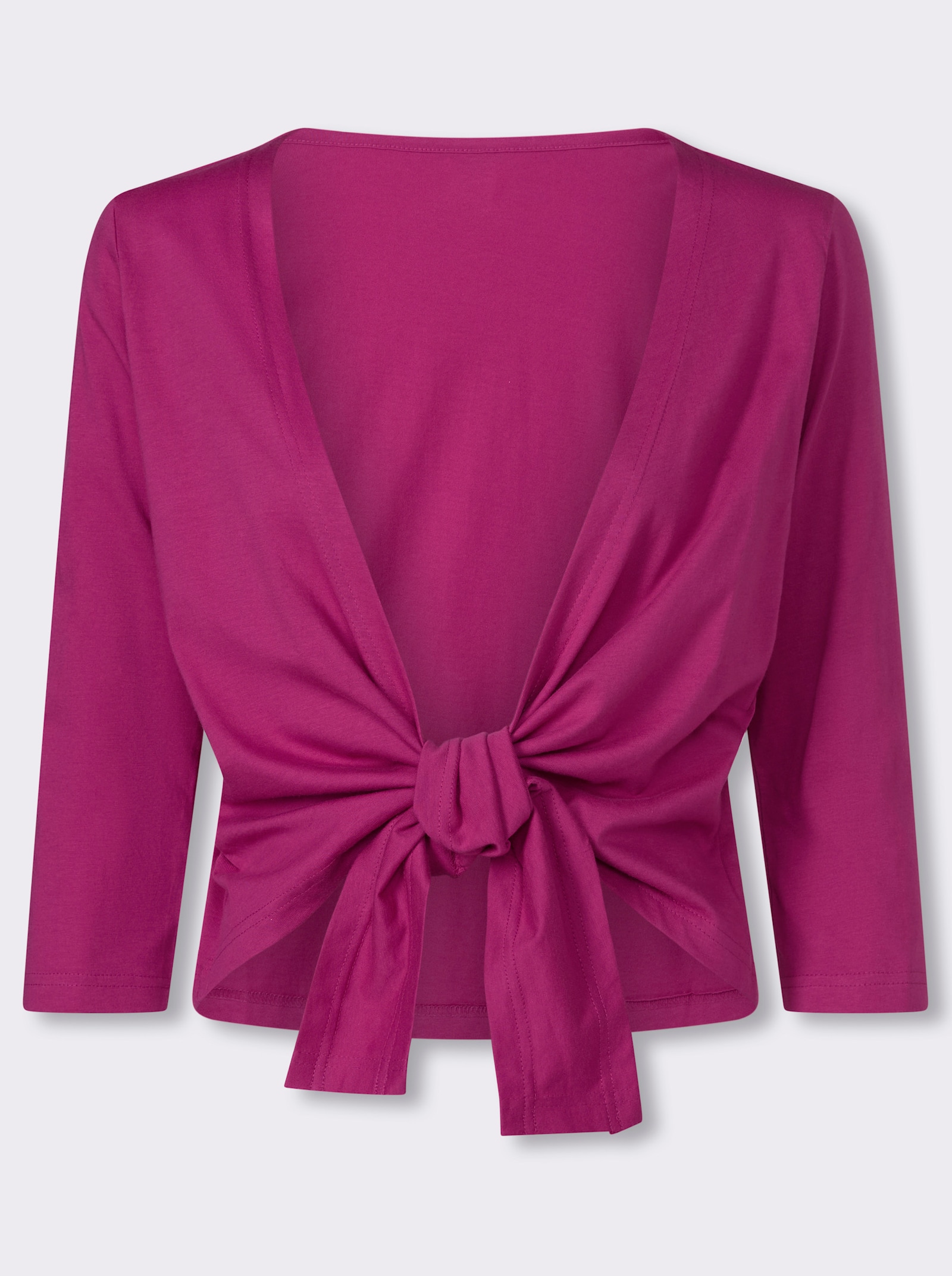 Shirtjacke mit Saum zum Knoten - magenta