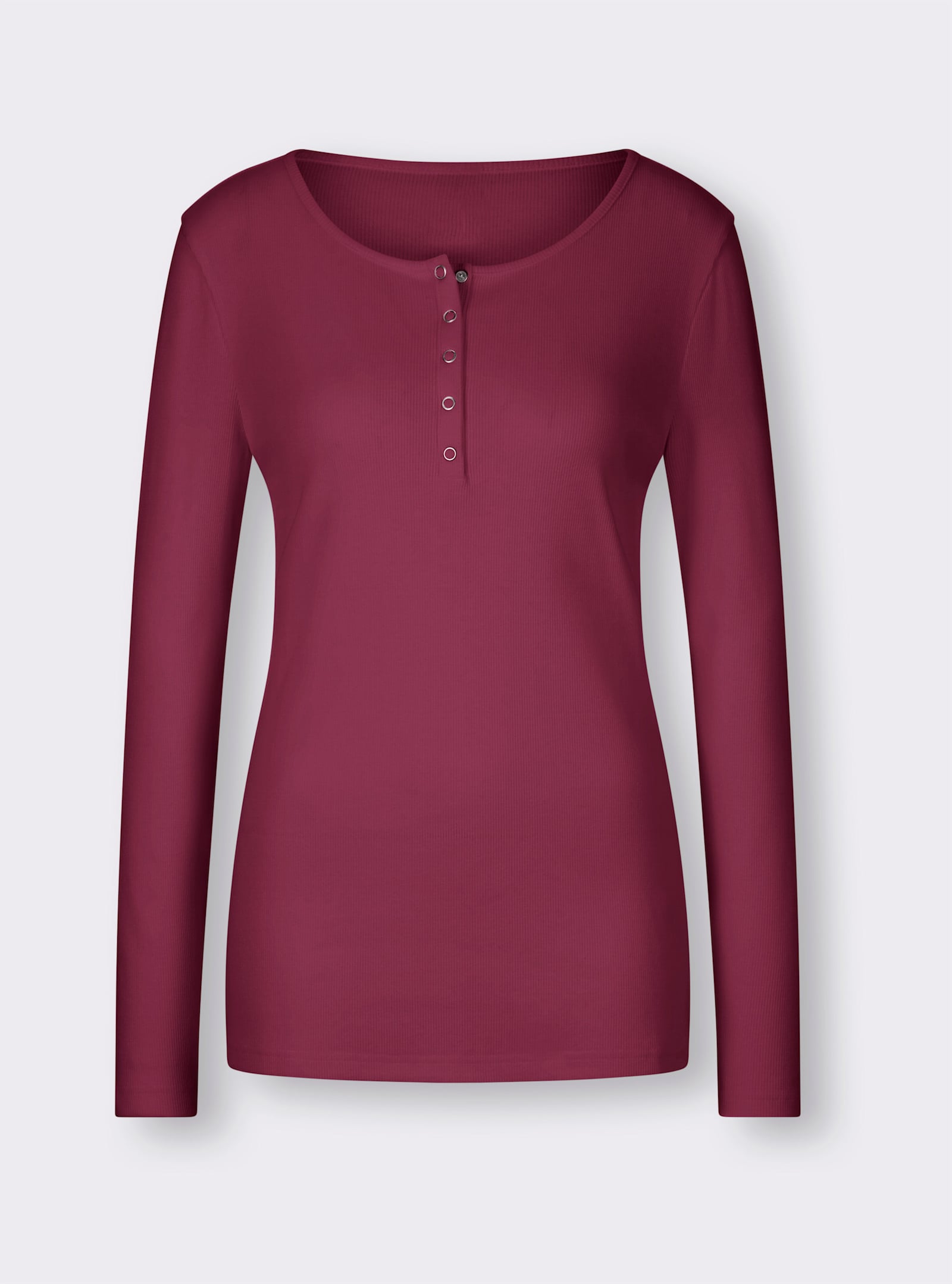 heine Langarmshirt mit Ripp-Struktur - bordeaux