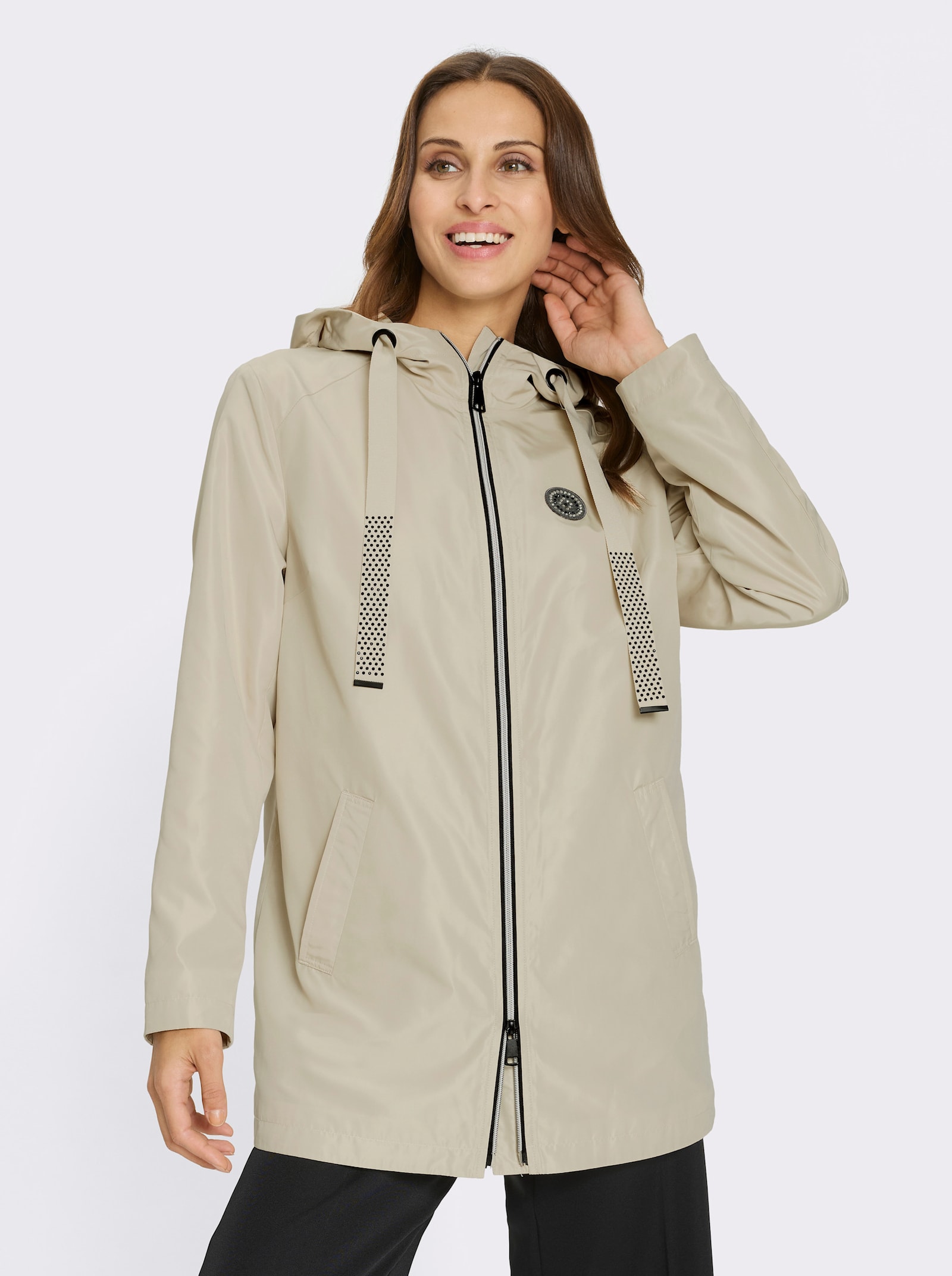 Outdoorjacke mit knöpfbarer Innentasche - sand