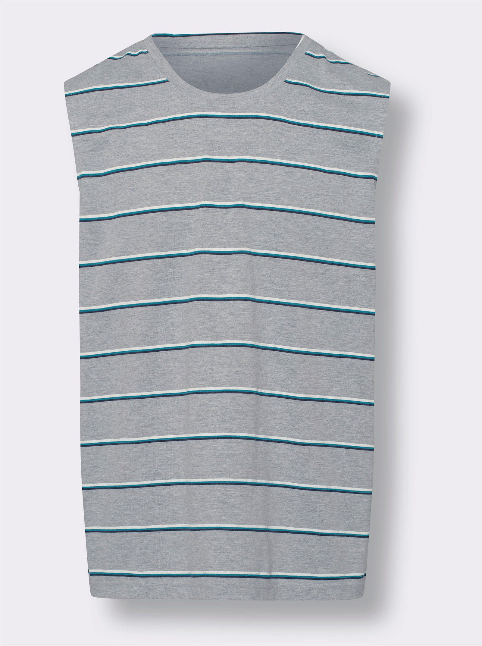 Tílko - šedá-melír-tyrkysová-proužek