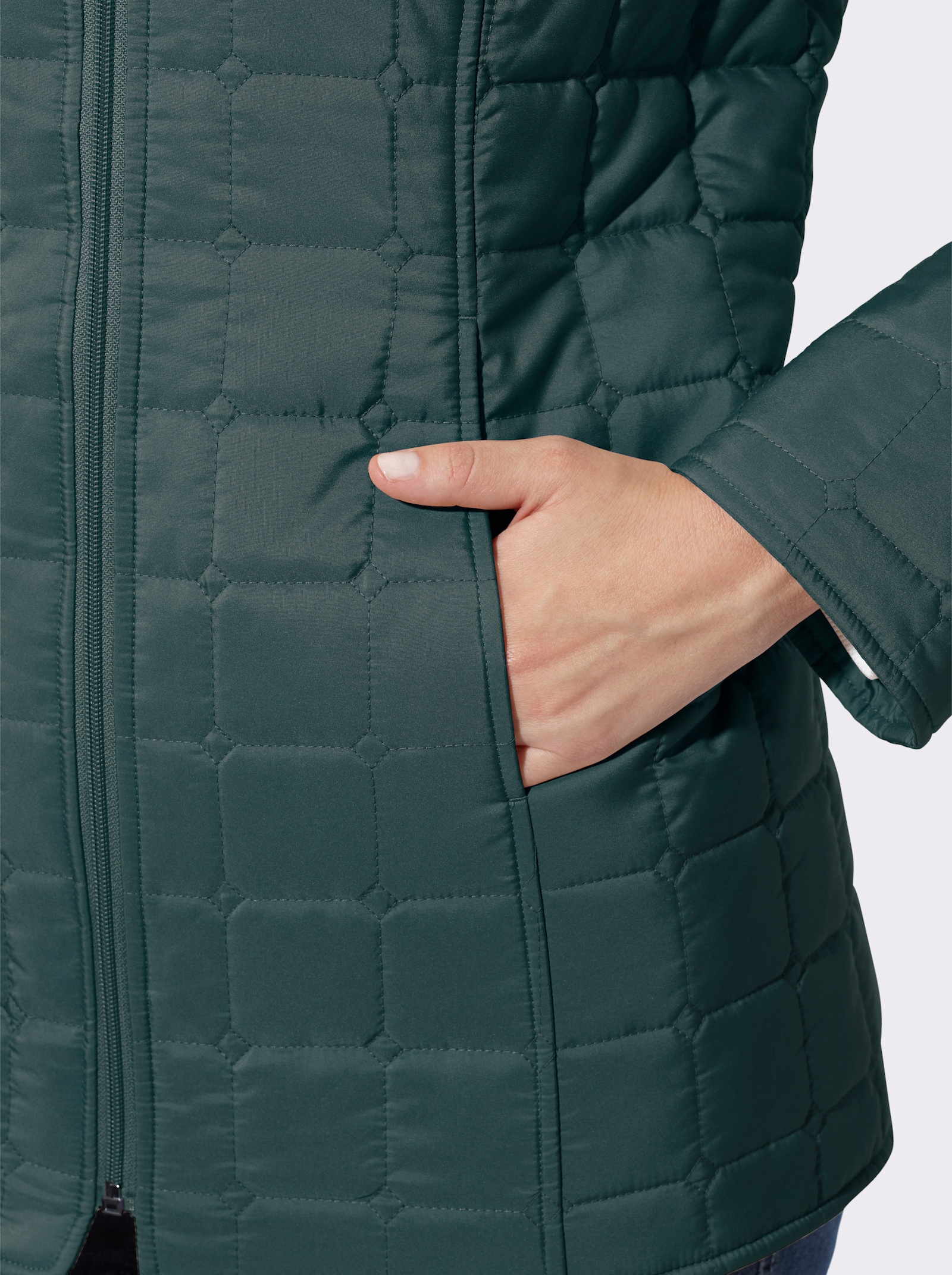Steppjacke mit quadratischem Steppmuster - petrol