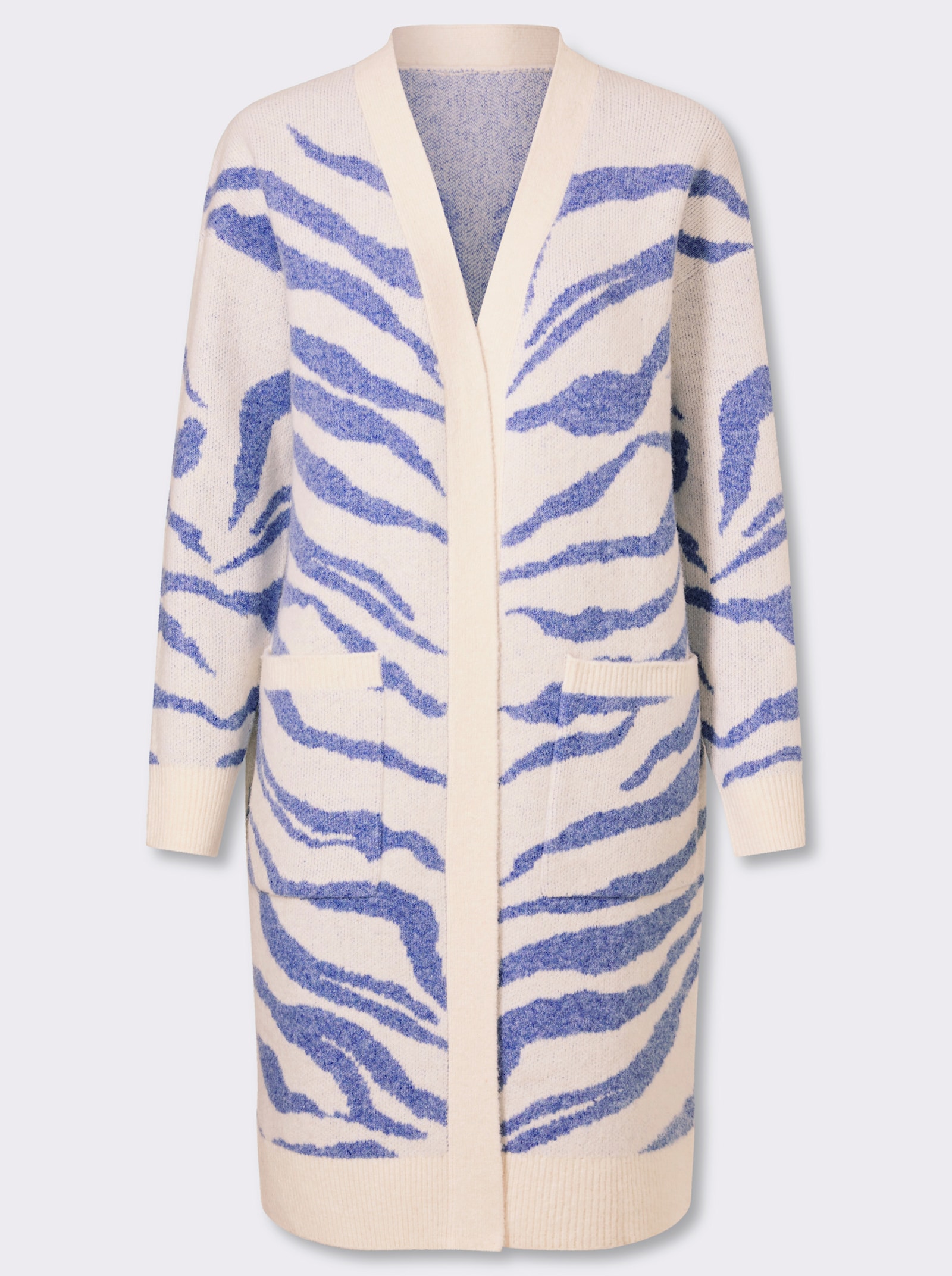 heine Vest van jacquard in zebralook - champagne/duivenblauw gedessineerd