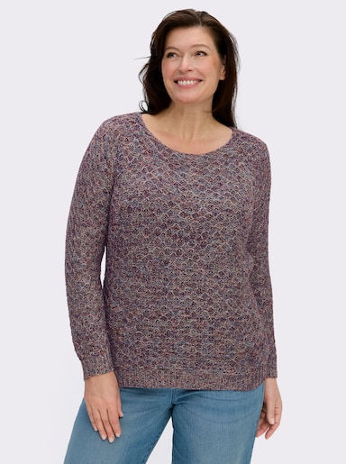 Rundhalspullover mit Multicolor-Garn - bordeaux-gemustert
