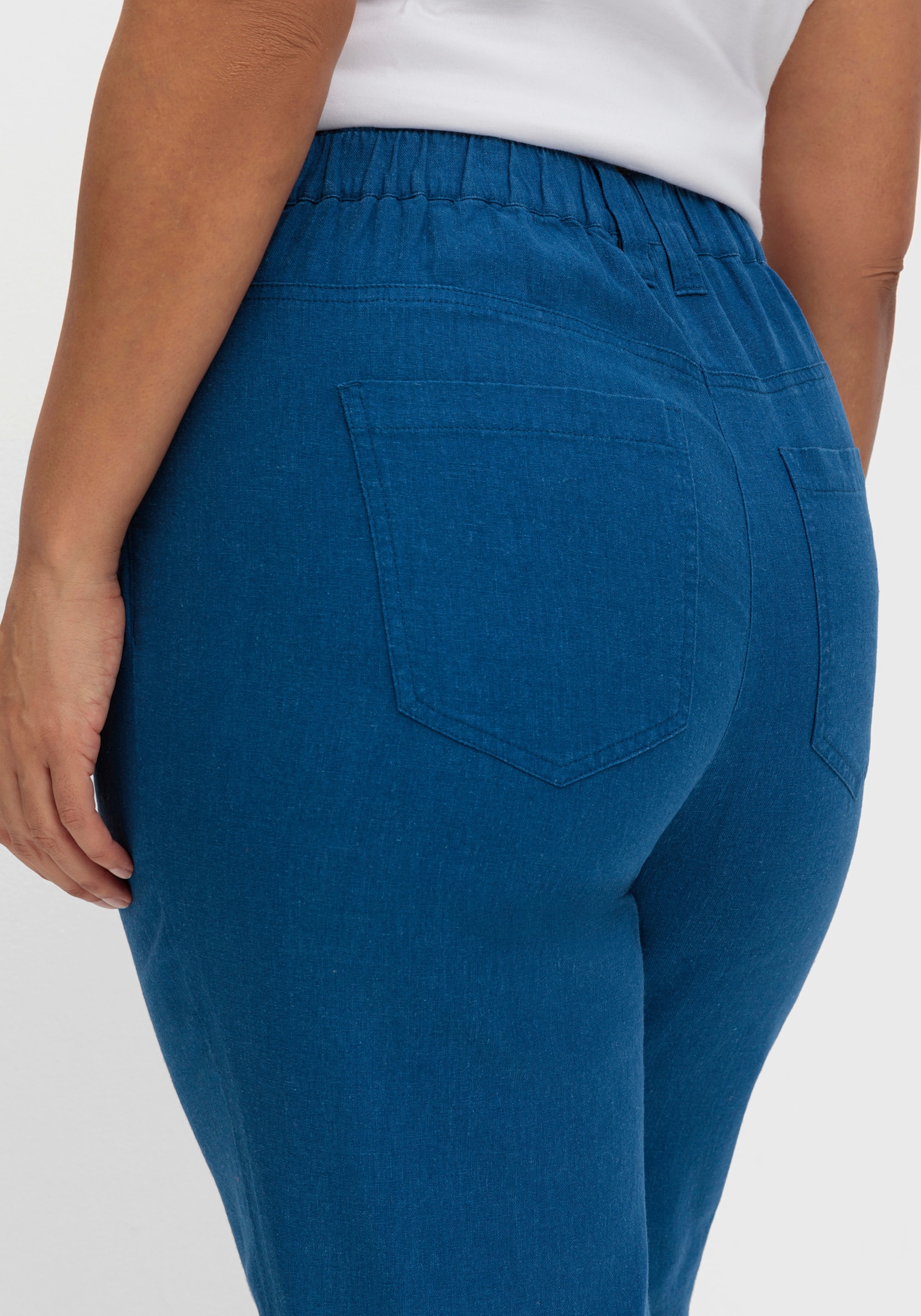 sheego 7/8-Hose aus Leinen-Mix - blaubeere