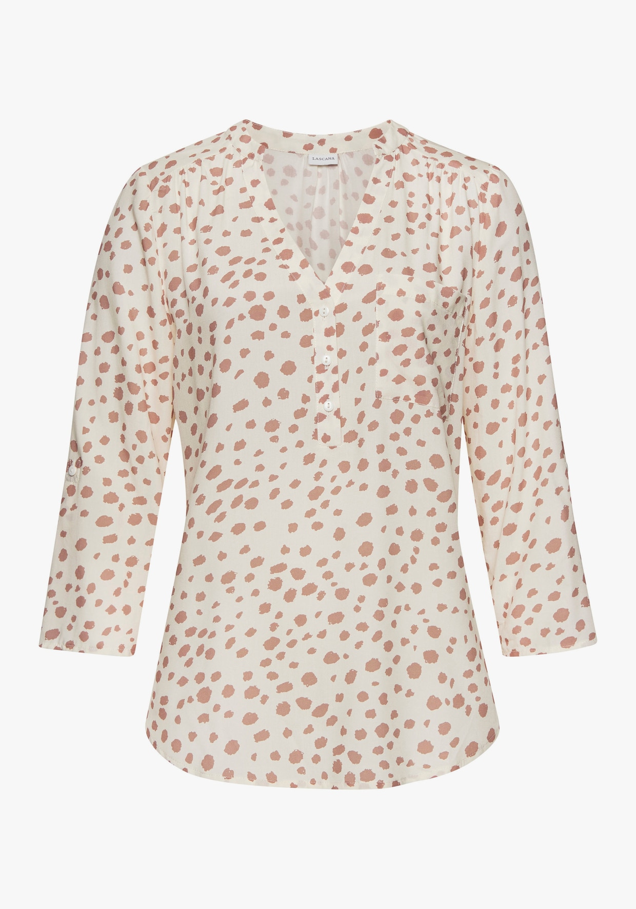 LASCANA Comfortabele blouse - crème/taupe bedrukt